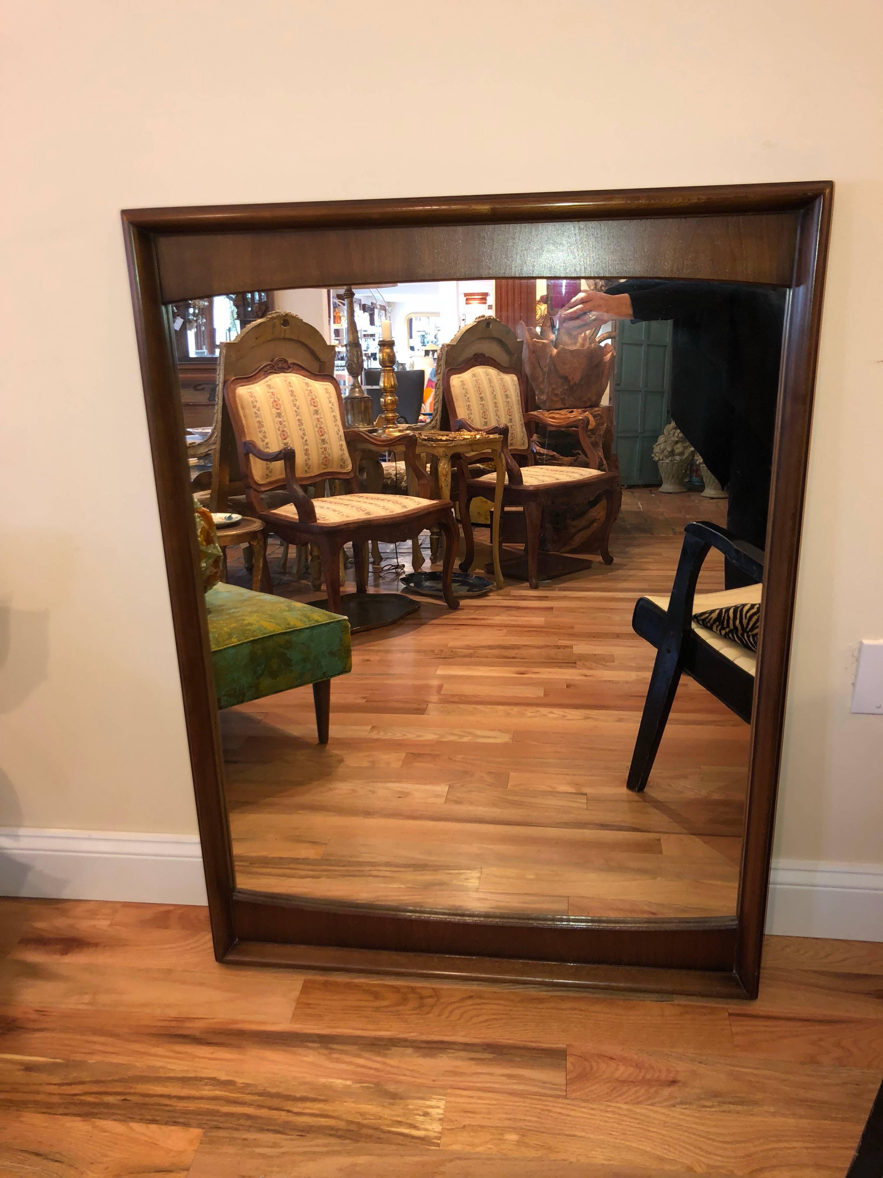 Mid-Century Modern Walnut Mirror In Good Condition In Redding, CT