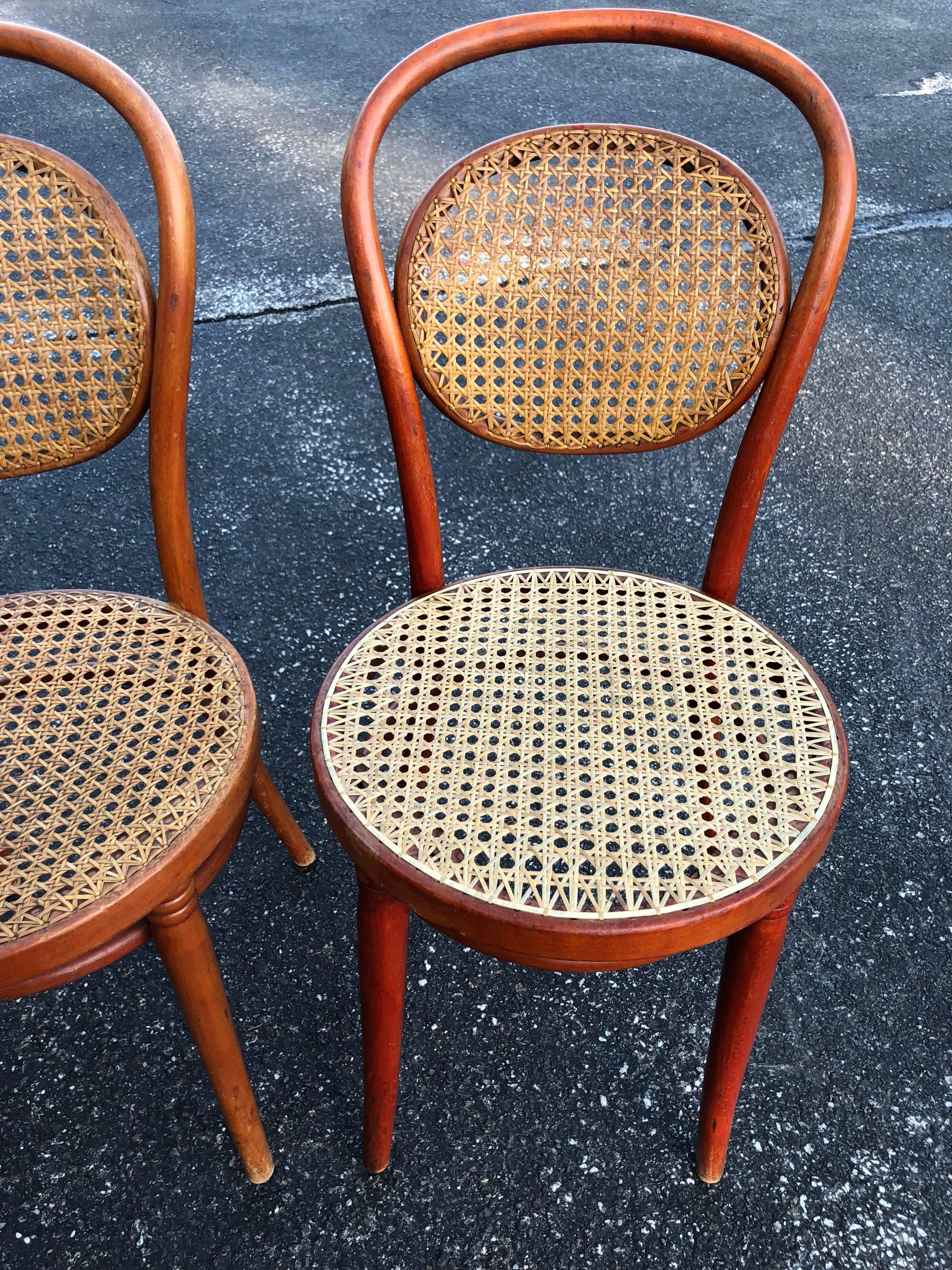 Bauhaus Set of Three Vintage Bentwood Thonet Style Chairs