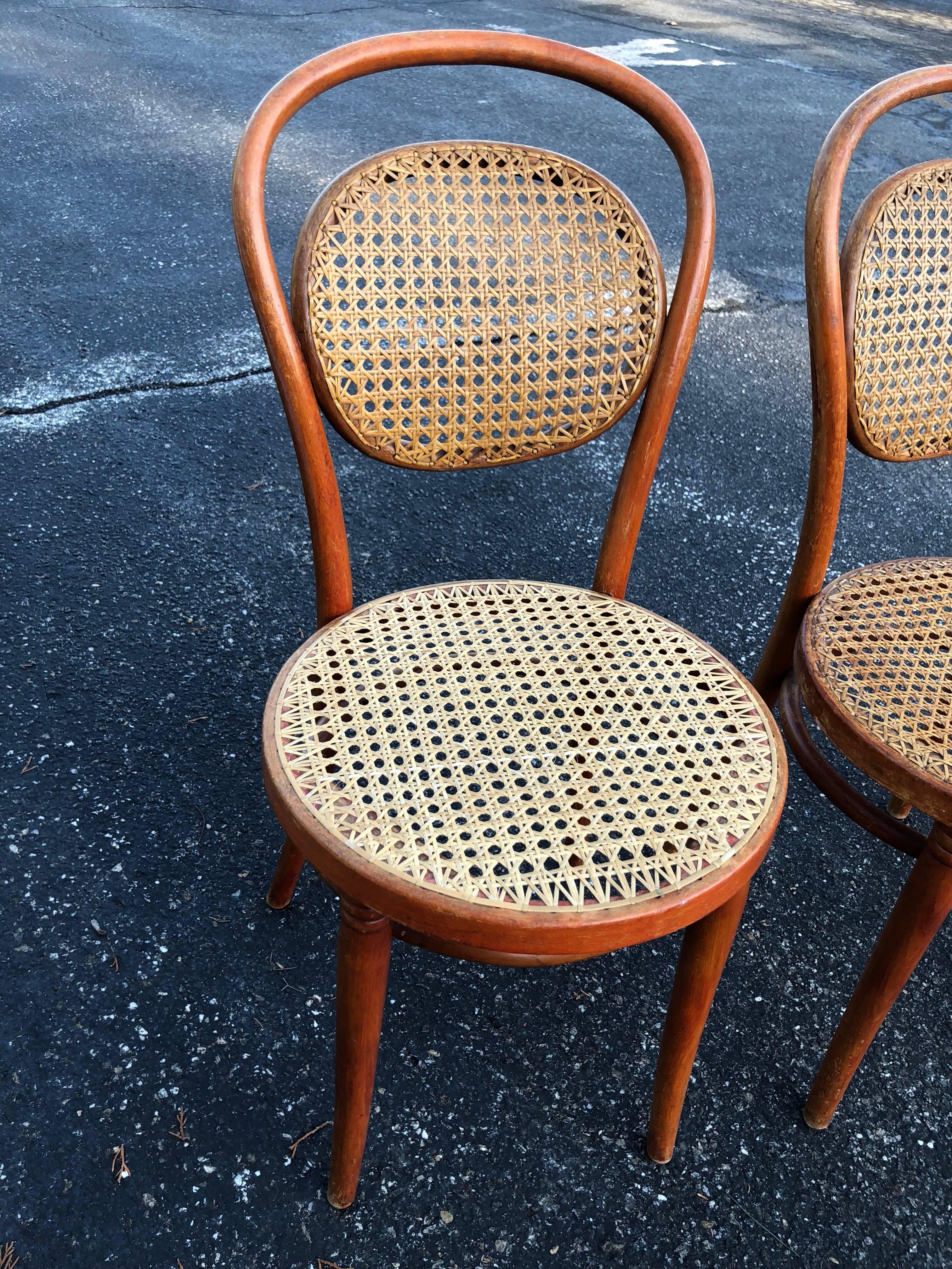 Set of Three Vintage Bentwood Thonet Style Chairs In Good Condition In Redding, CT
