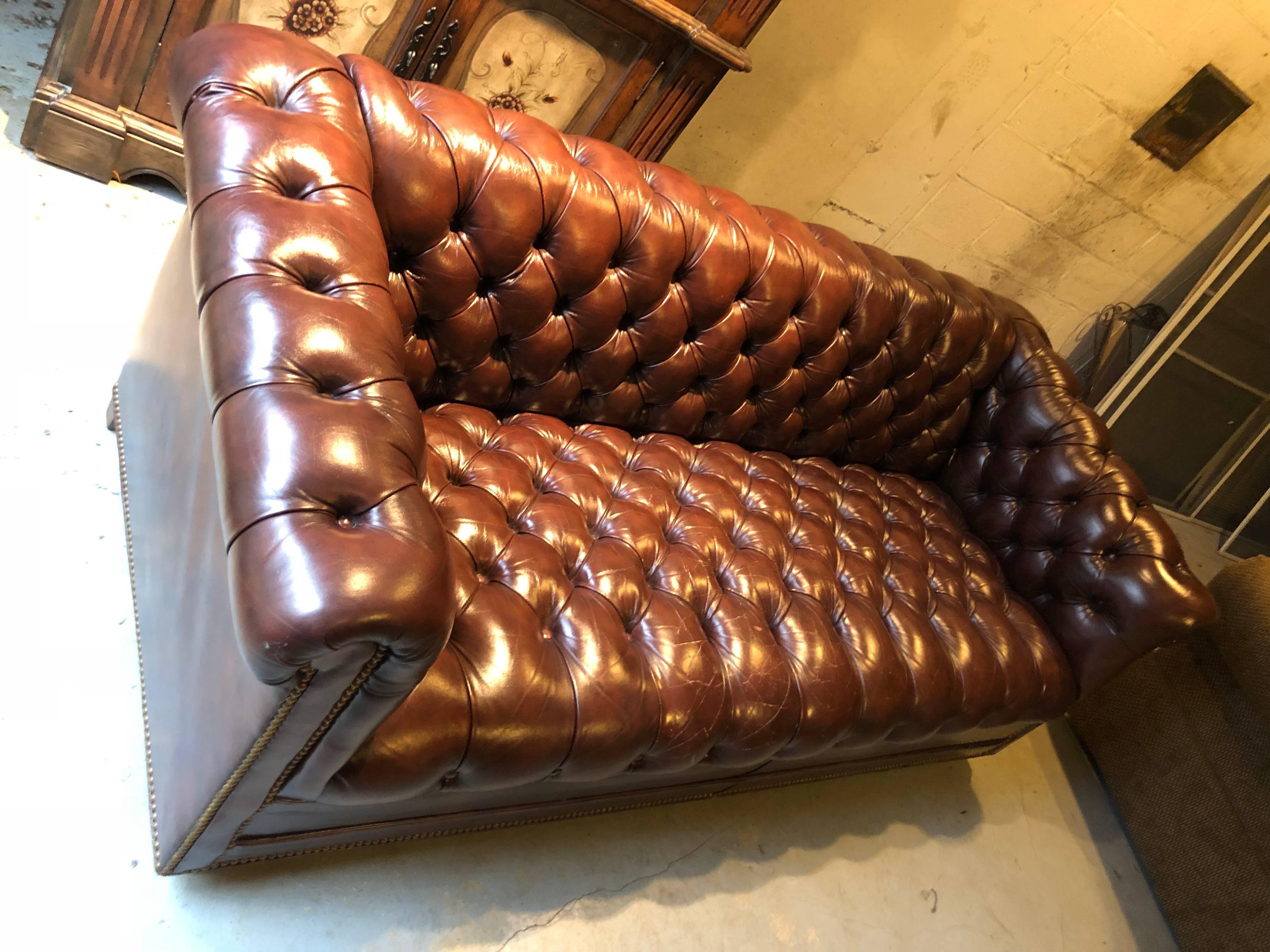 Brown Tufted Leather Chesterfield Sofa 1