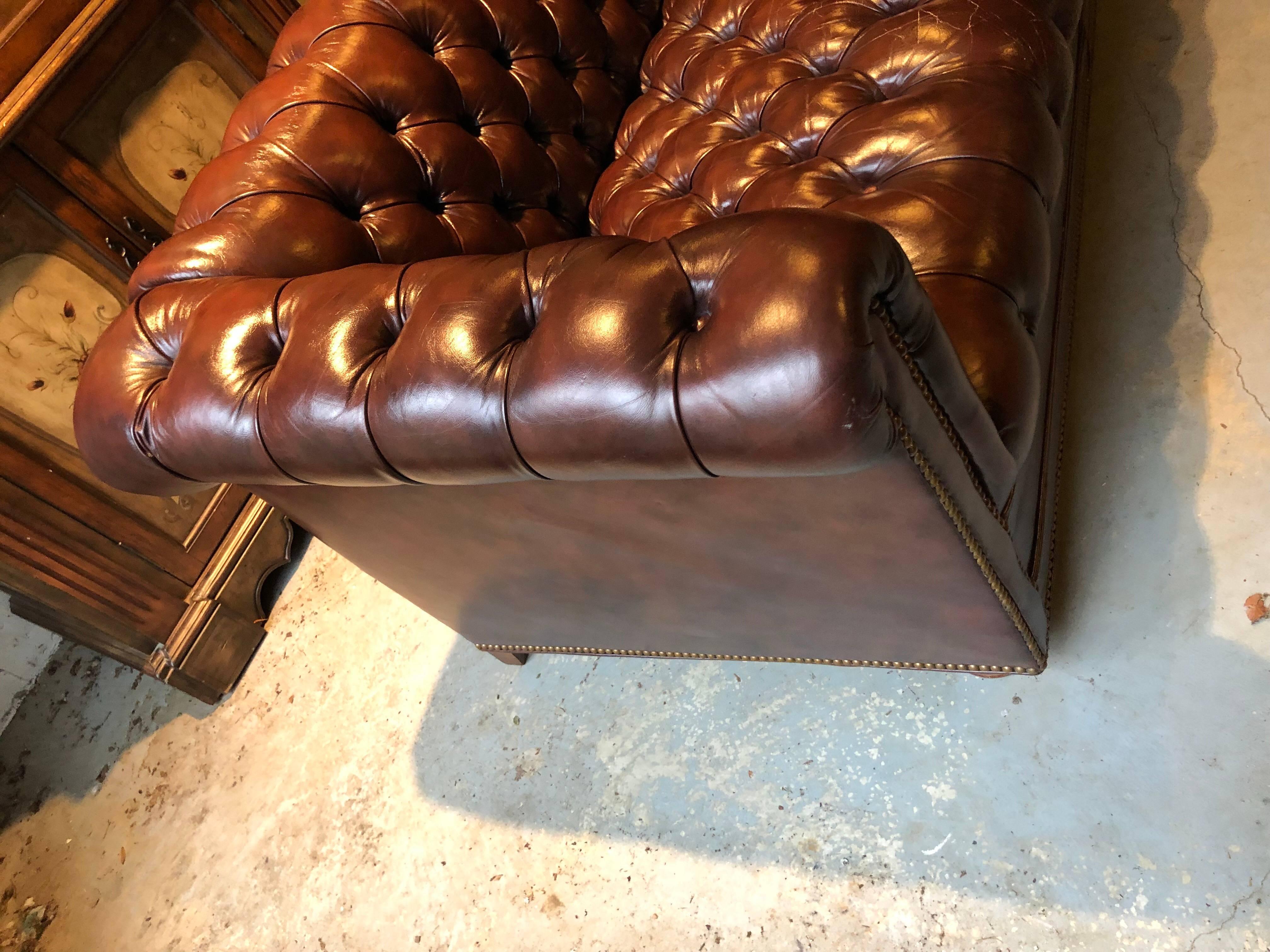 Brown Tufted Leather Chesterfield Sofa 2