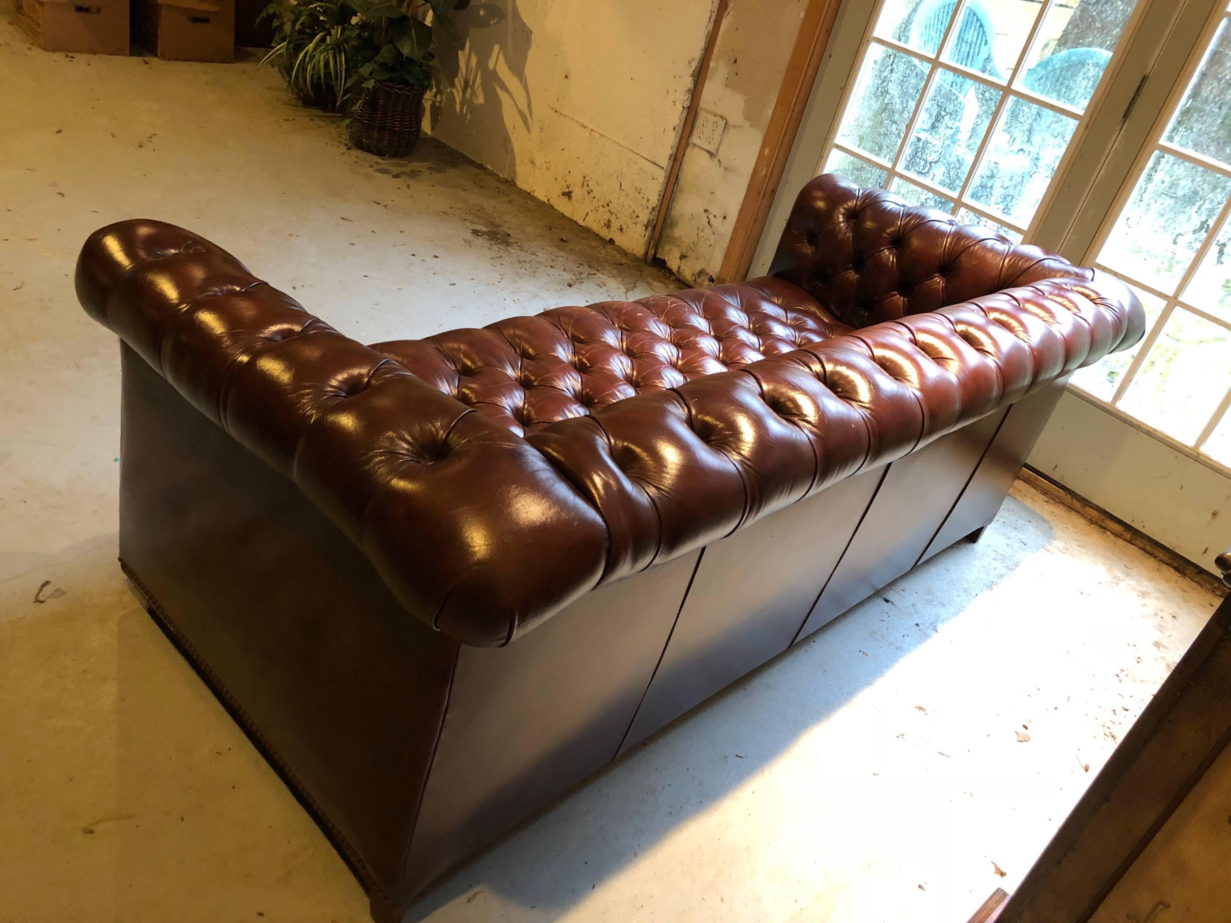 Brown Tufted Leather Chesterfield Sofa 4