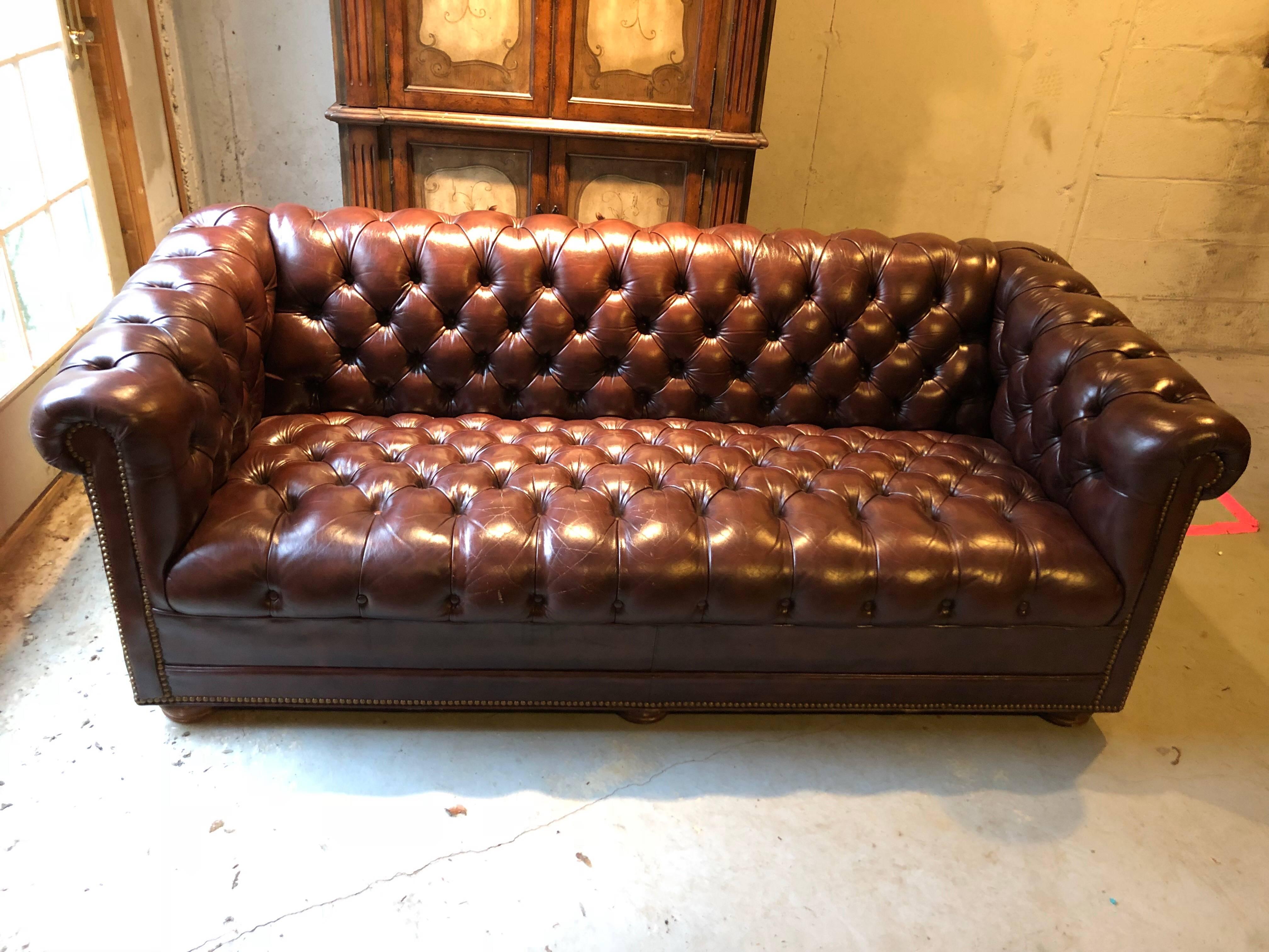 Brown Tufted Leather Chesterfield Sofa 5