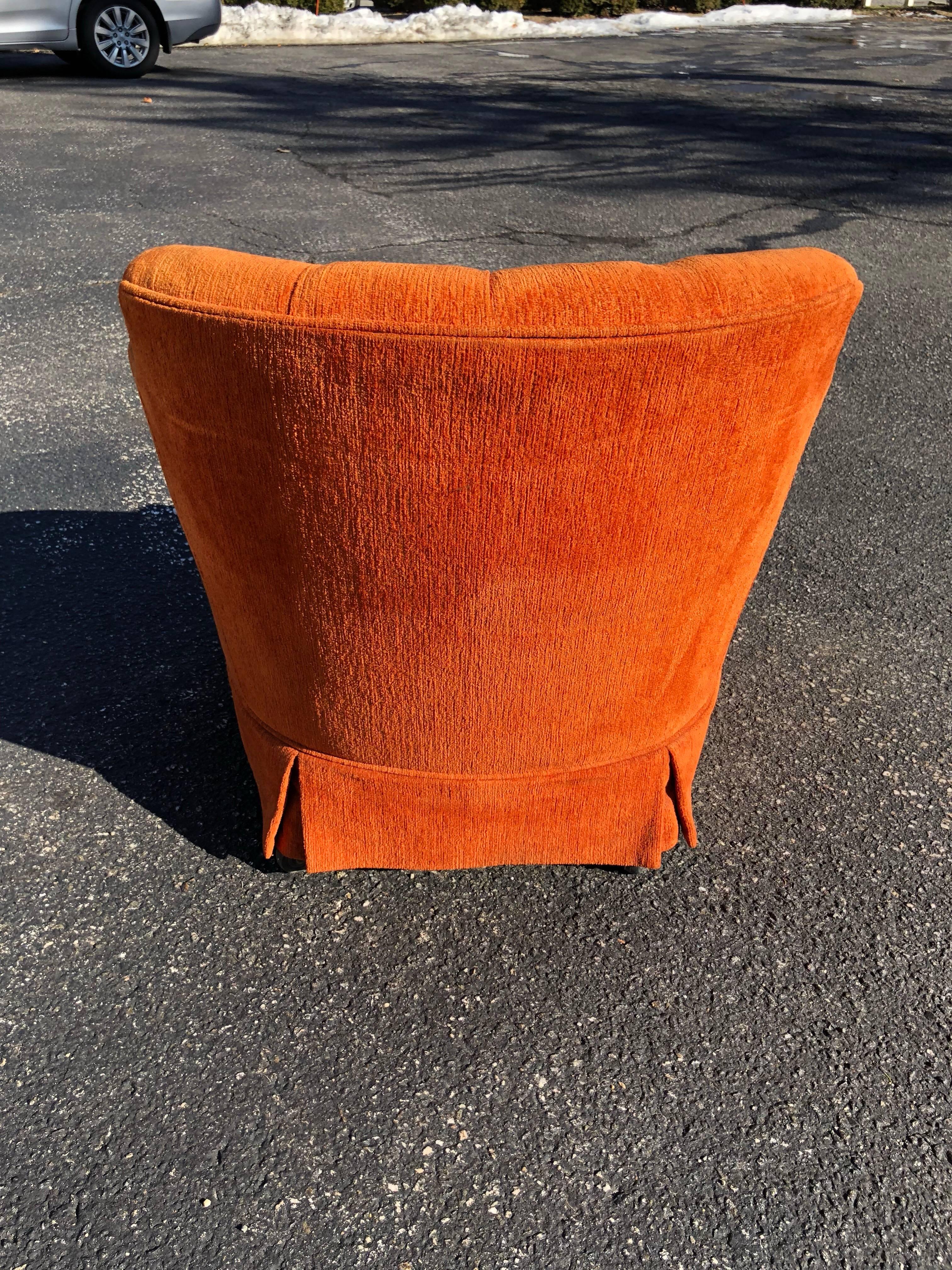 Upholstery Hollywood Regency Tufted Orange Club Chair