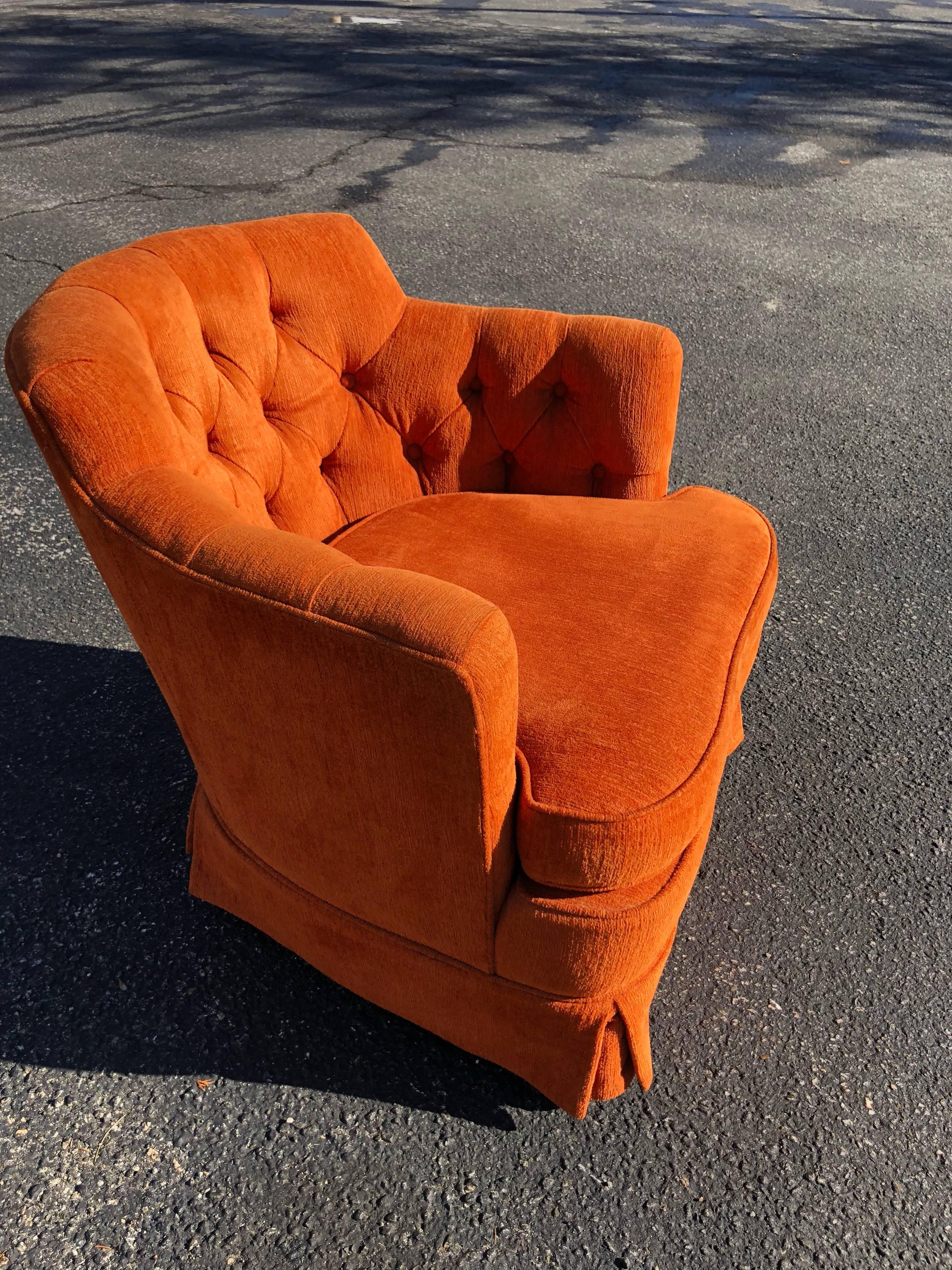 Hollywood Regency Tufted Orange Club Chair 1
