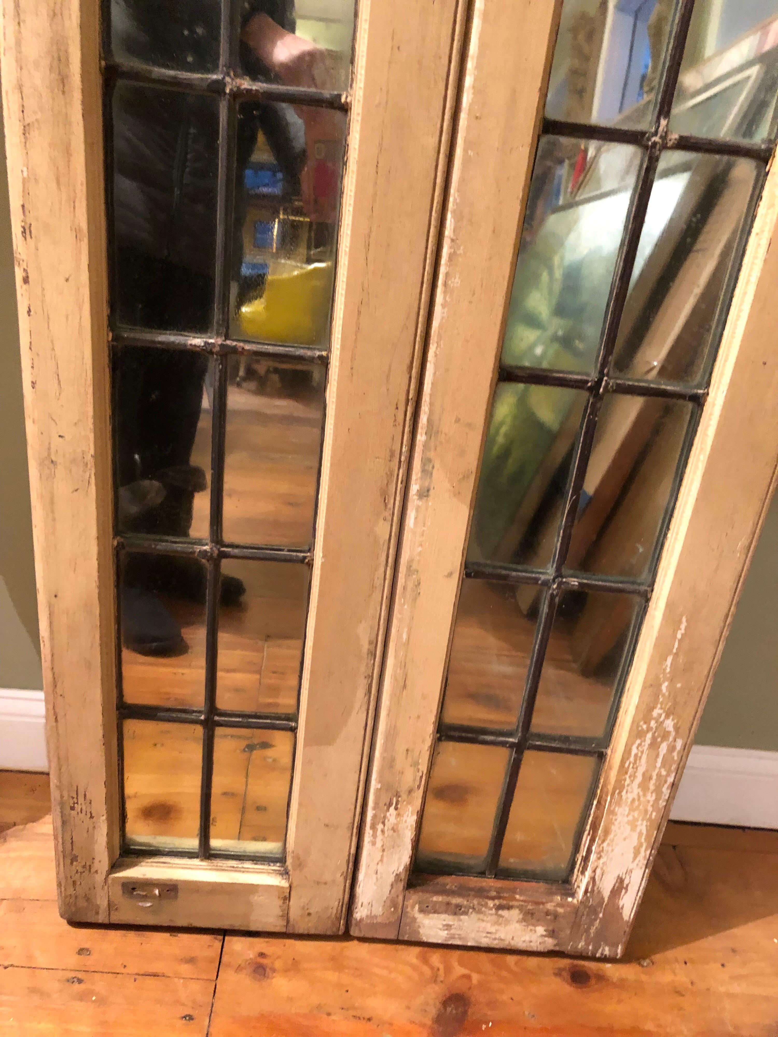20th Century Pair of Shabby Chic Leaded Glass Mirrors