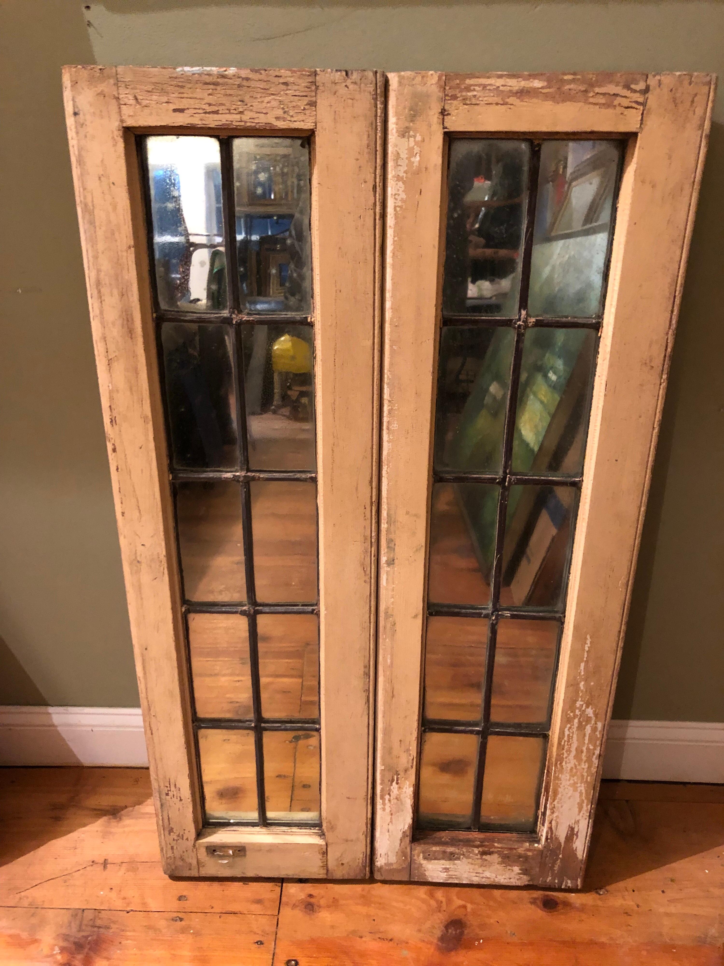 Pair of Shabby Chic Leaded Glass Mirrors 6