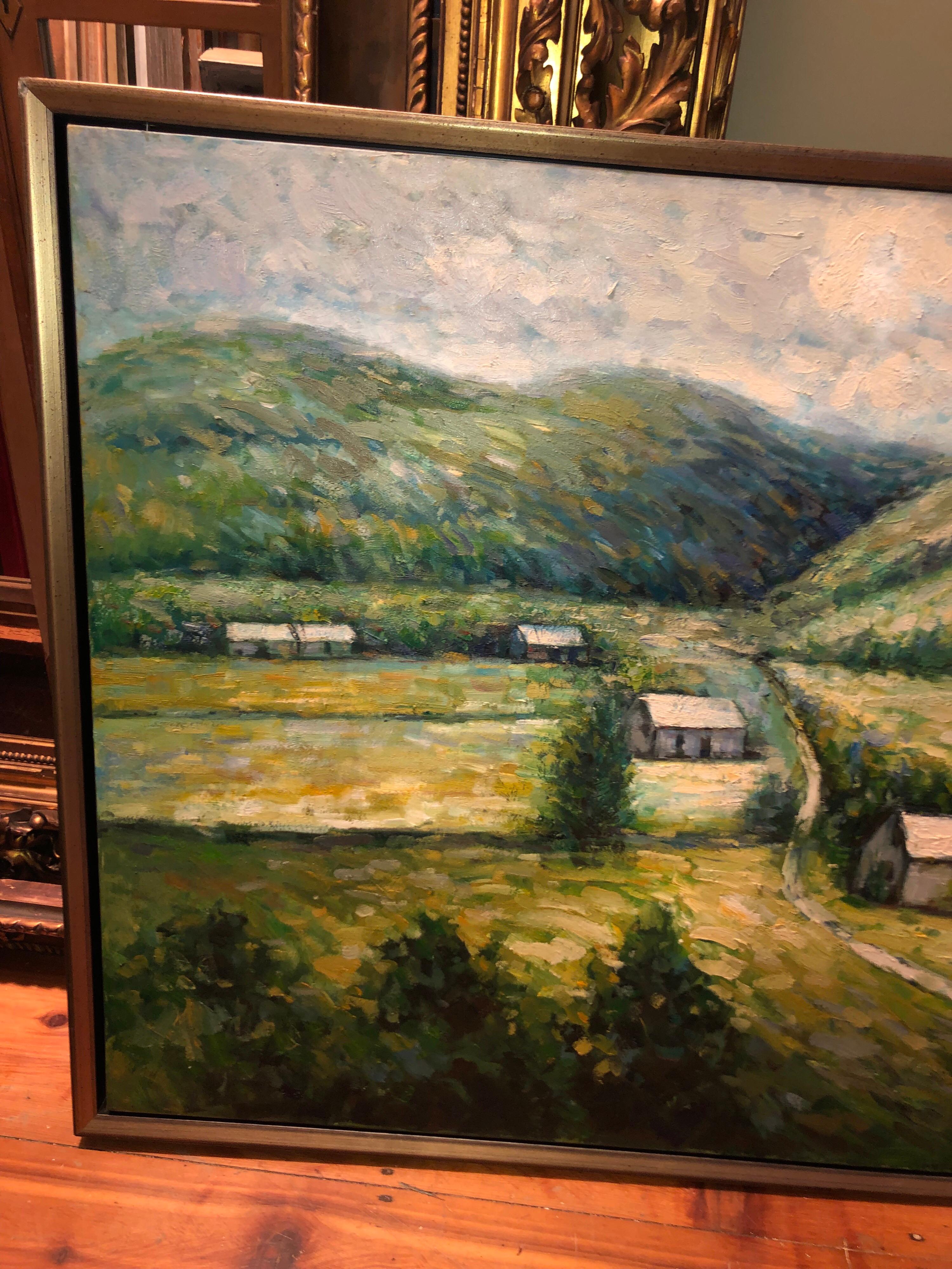Huge 3.50' x 5' Impasto Plein Air Landscape Oil on Canvas For Sale 3