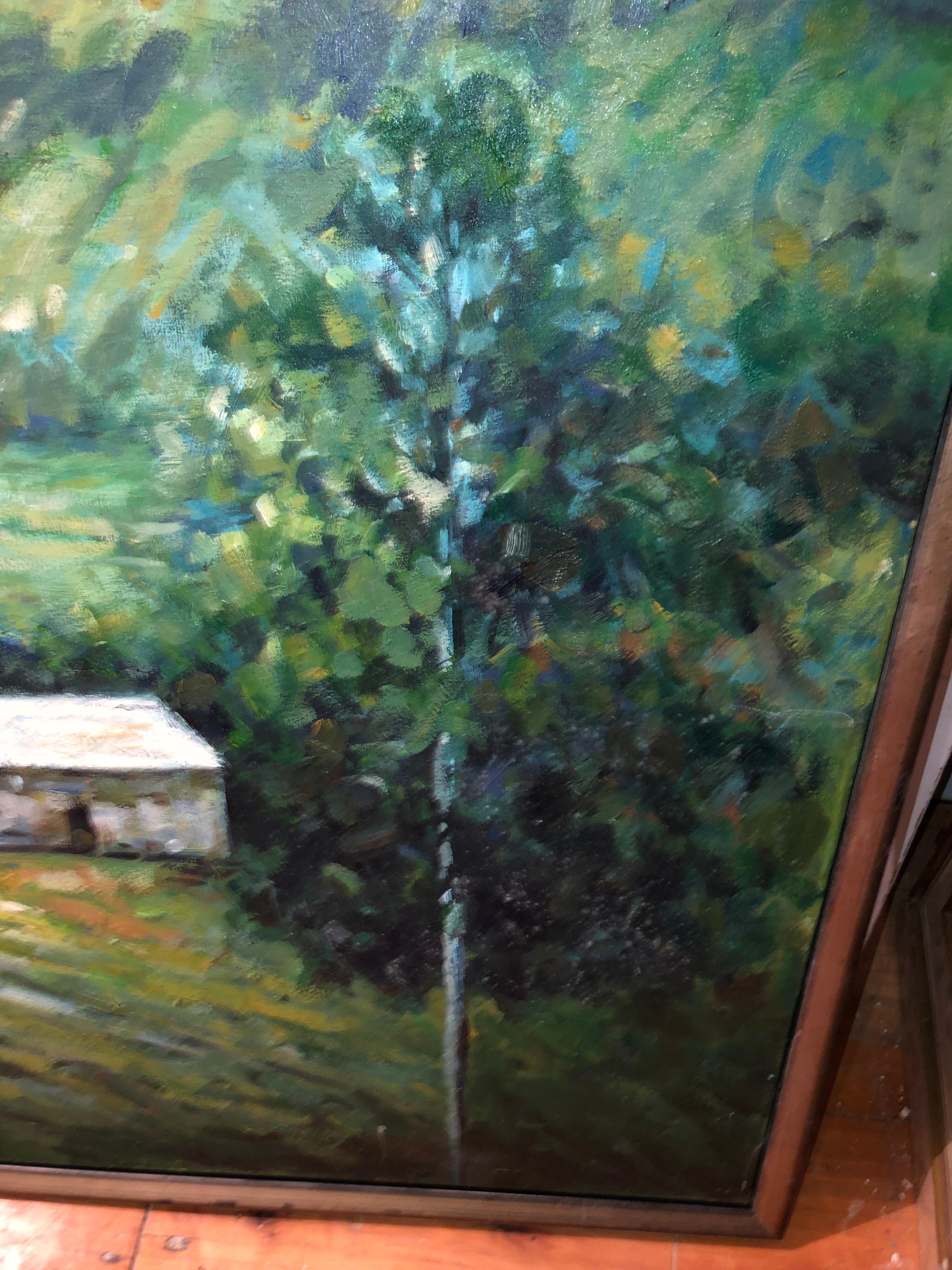 Huge 3.50' x 5' Impasto Plein Air Landscape Oil on Canvas For Sale 7
