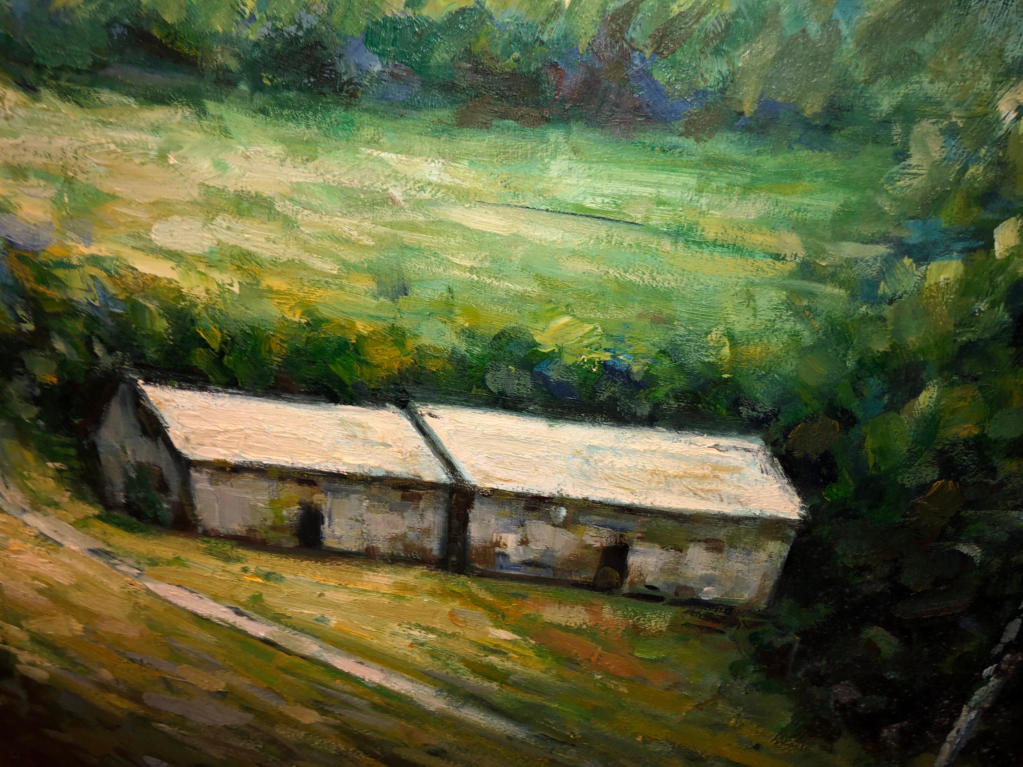 Huge 3.50' x 5' Impasto Plein Air Landscape Oil on Canvas For Sale 8