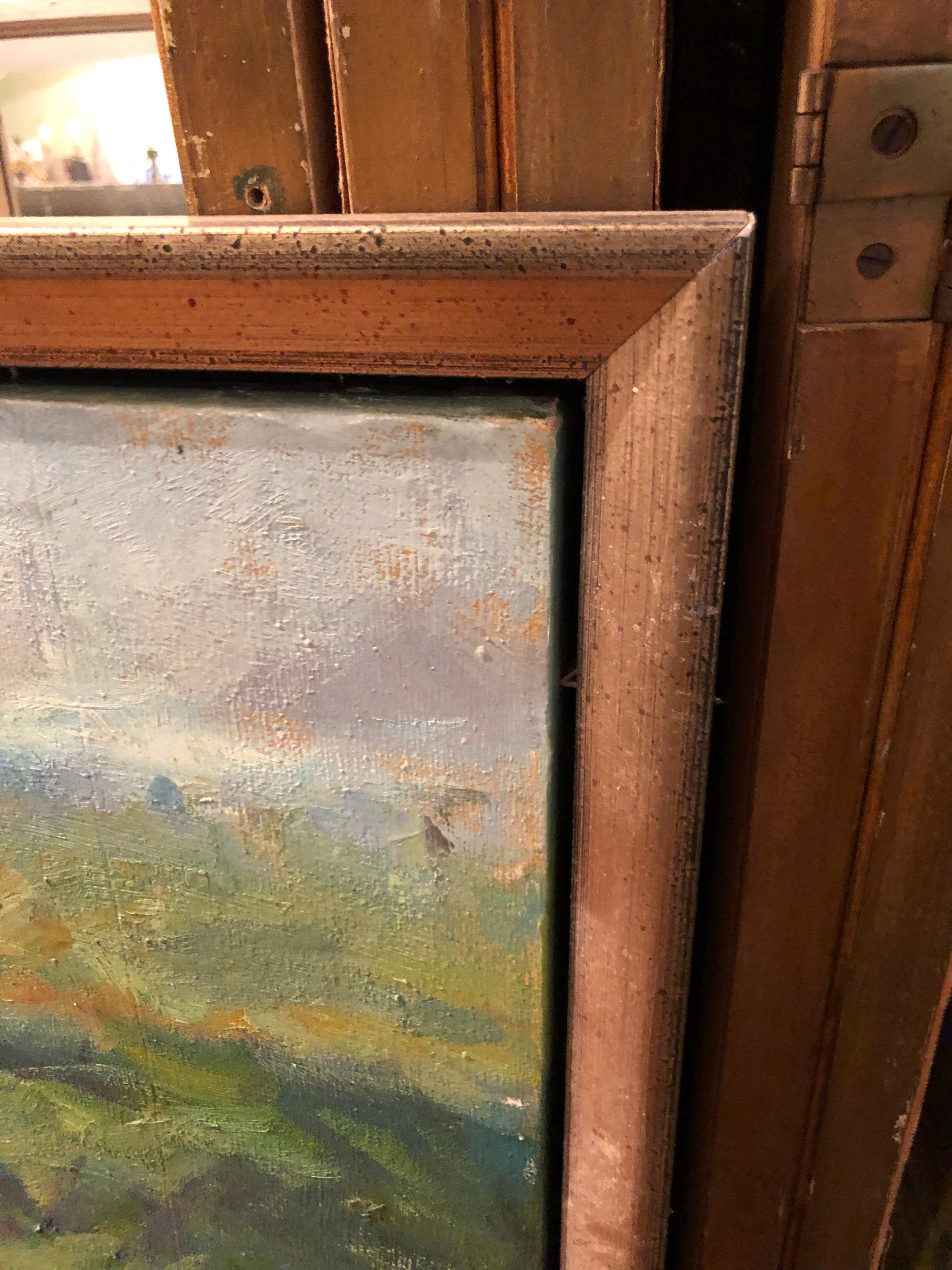 Huge 3.50' x 5' Impasto Plein Air Landscape Oil on Canvas For Sale 14