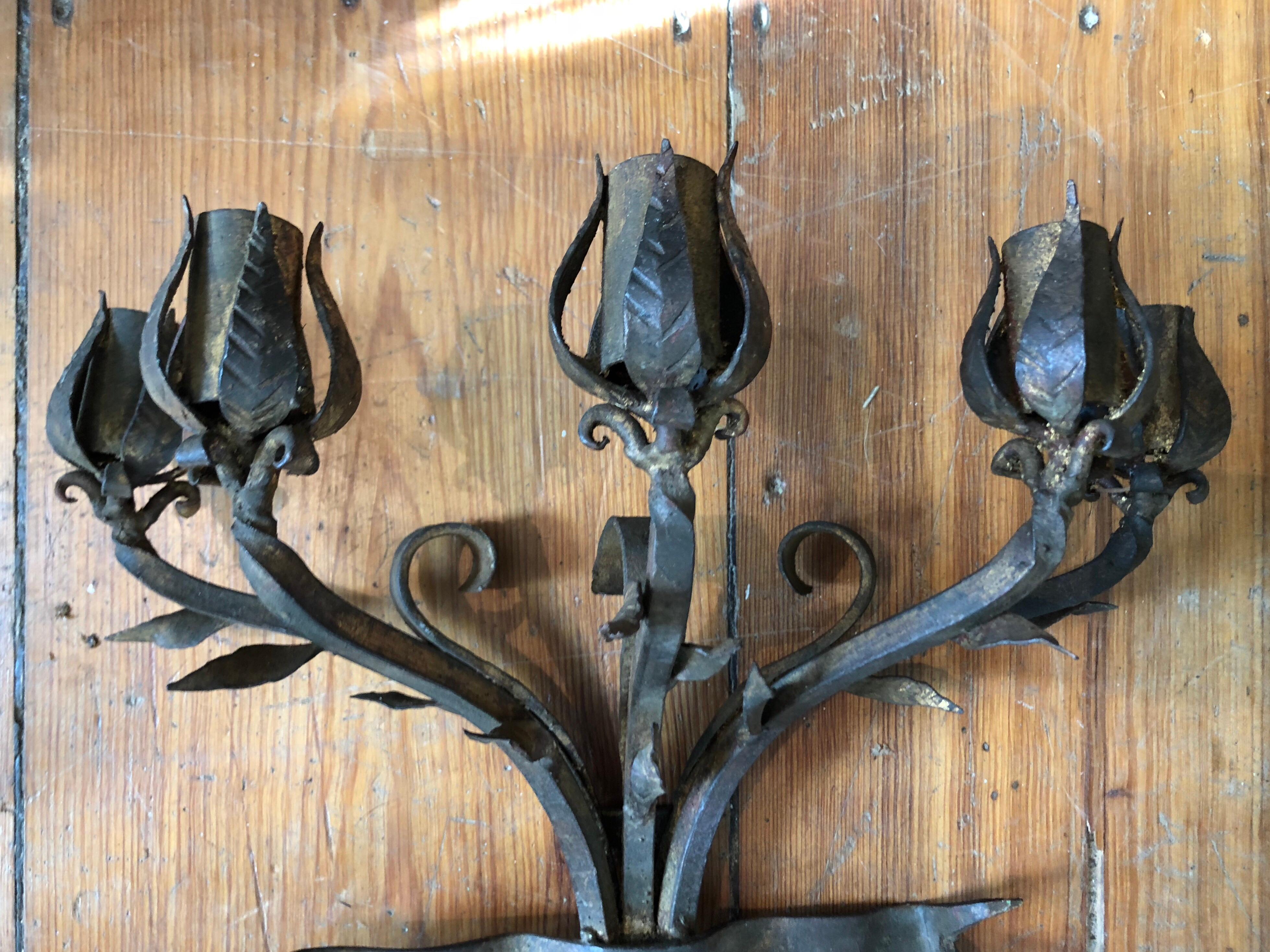 vintage wrought iron wall sconces