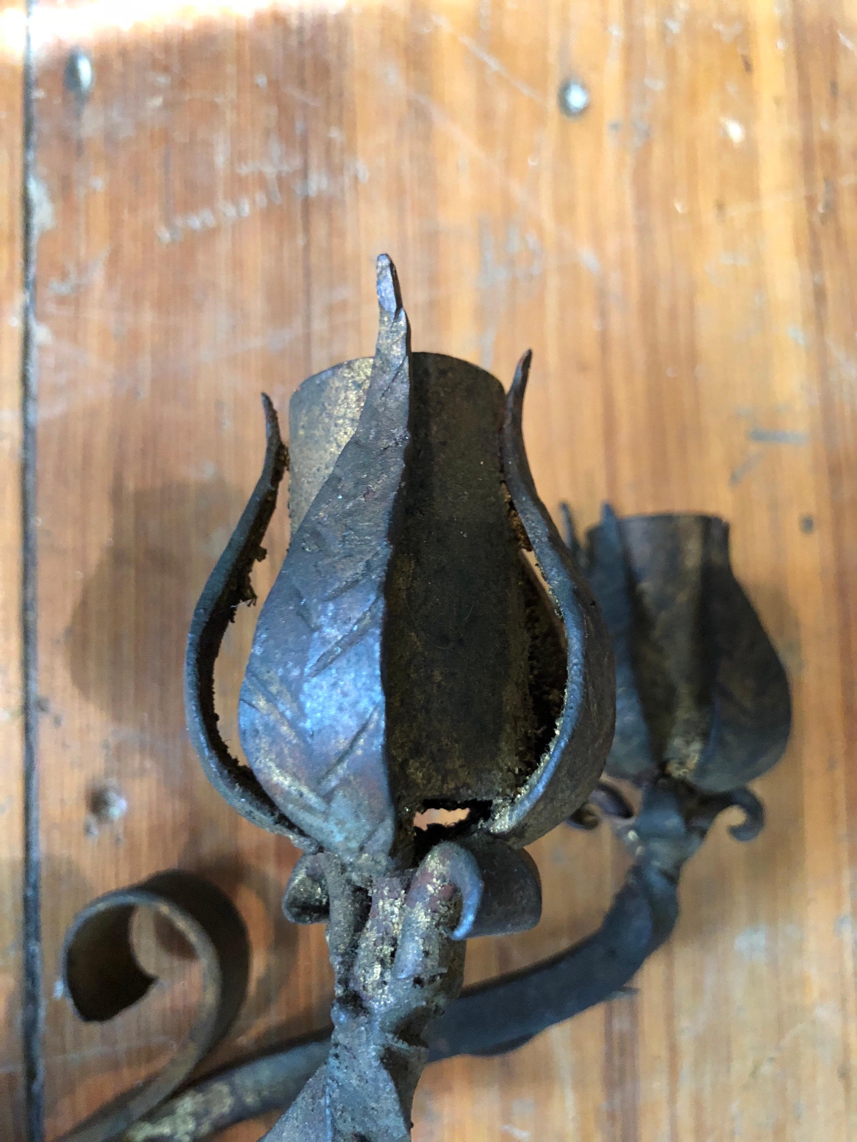 Heavy Hand Wrought Iron Wall Sconce 2