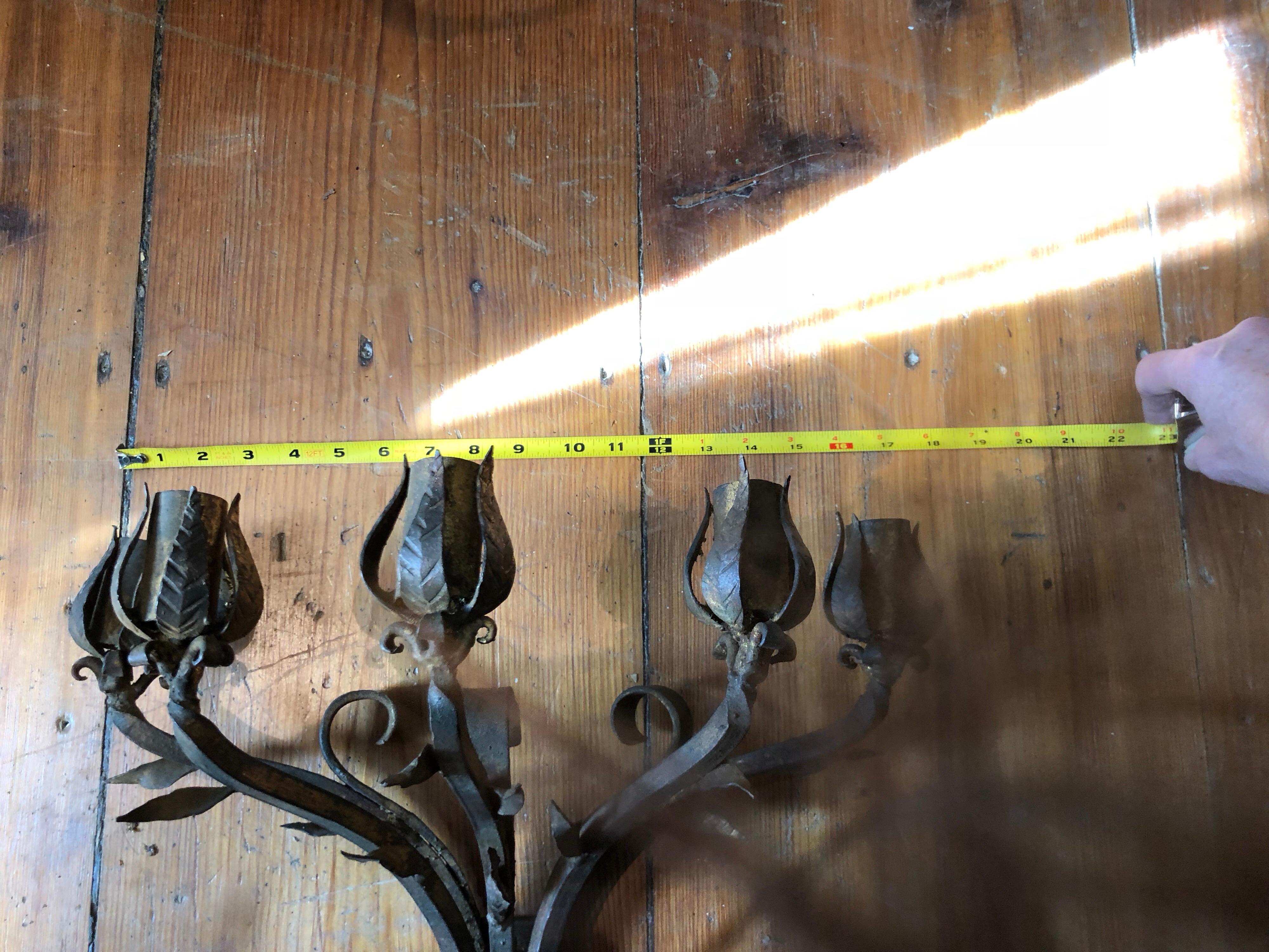 Heavy Hand Wrought Iron Wall Sconce 10