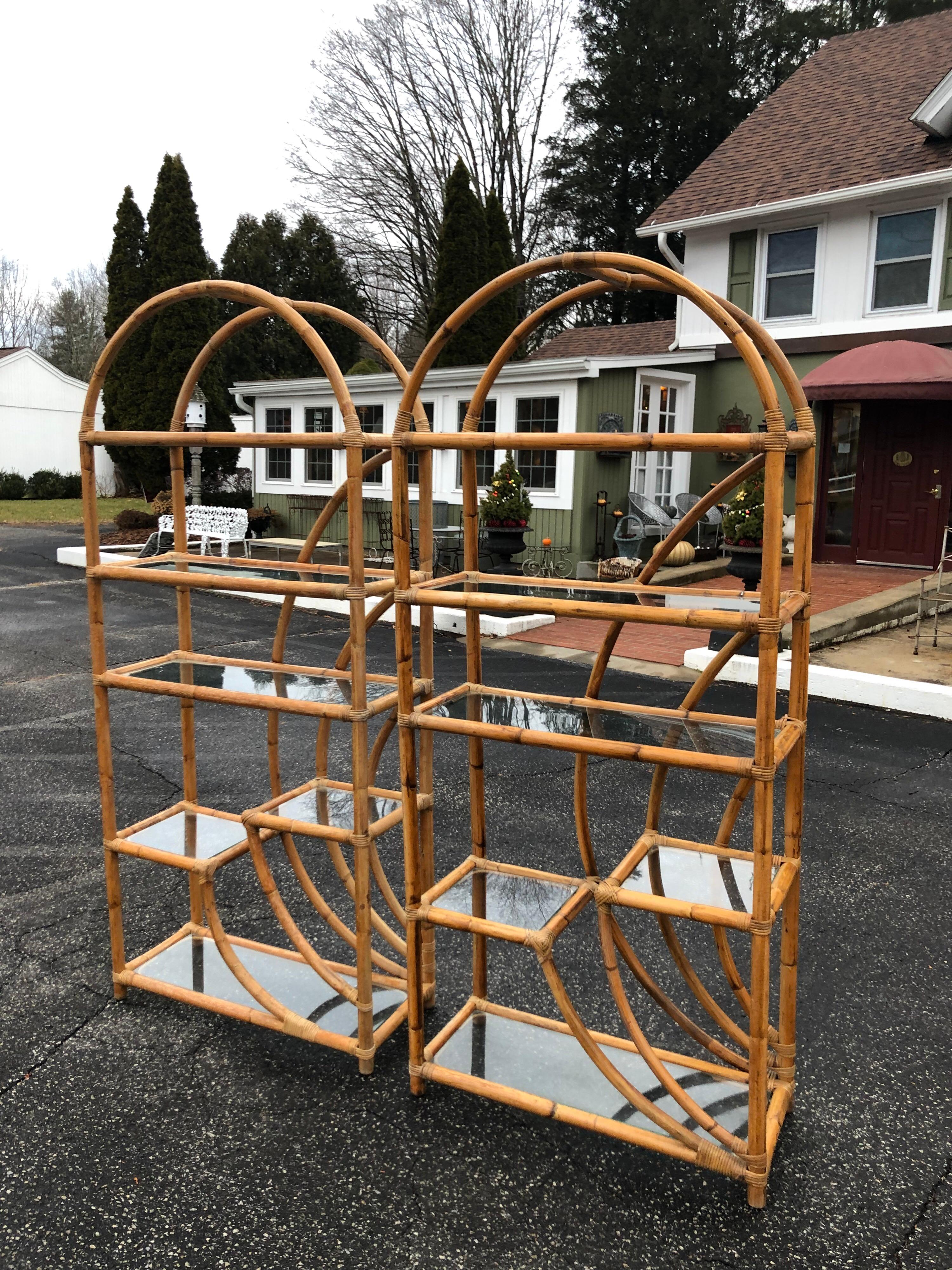 vintage rattan etagere