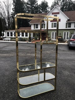 Pair of Hollywood Regency Brass and Glass Étagères '2'