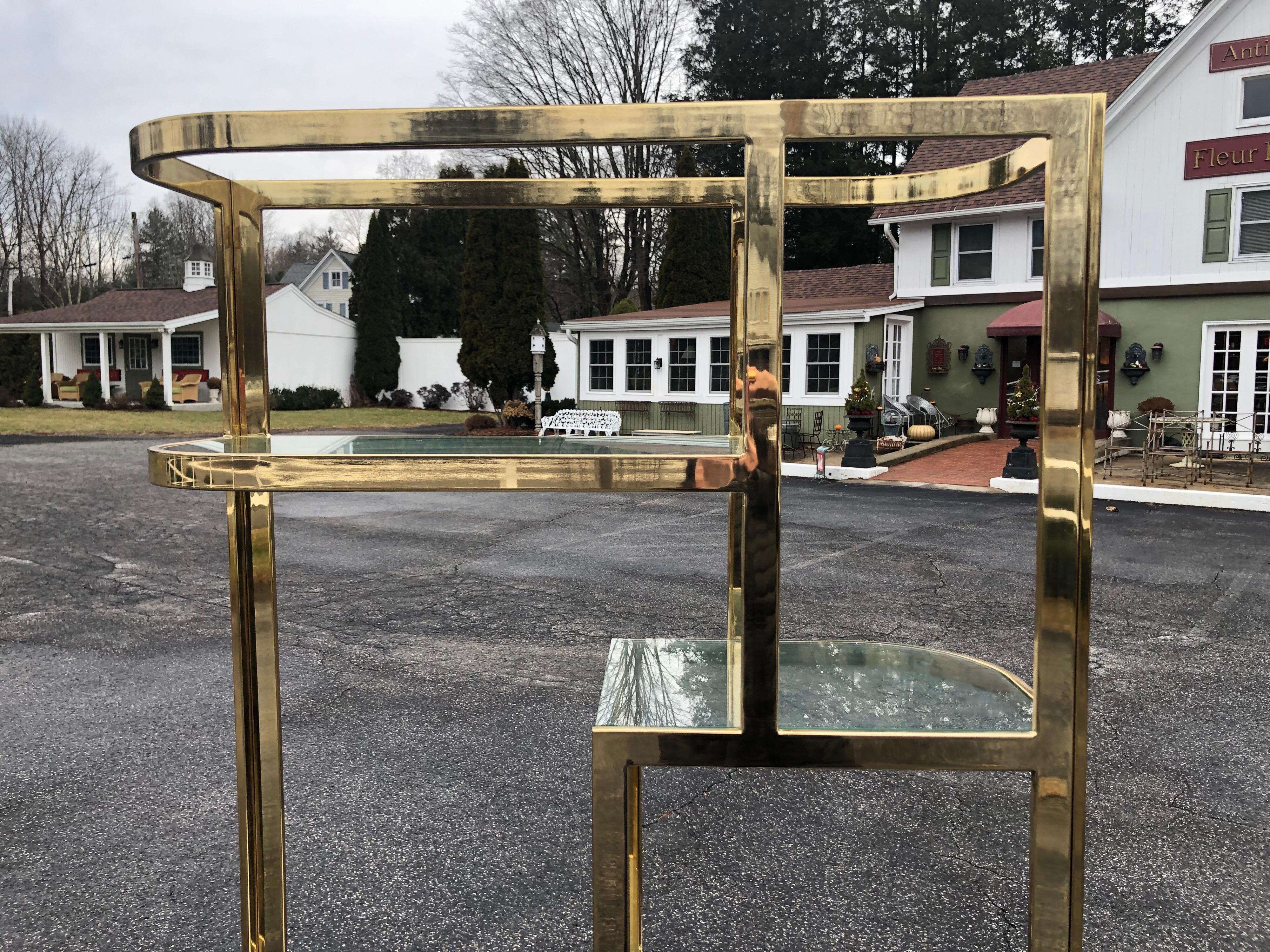 Pair of Hollywood Regency Brass and Glass Étagères '2' In Good Condition In Redding, CT