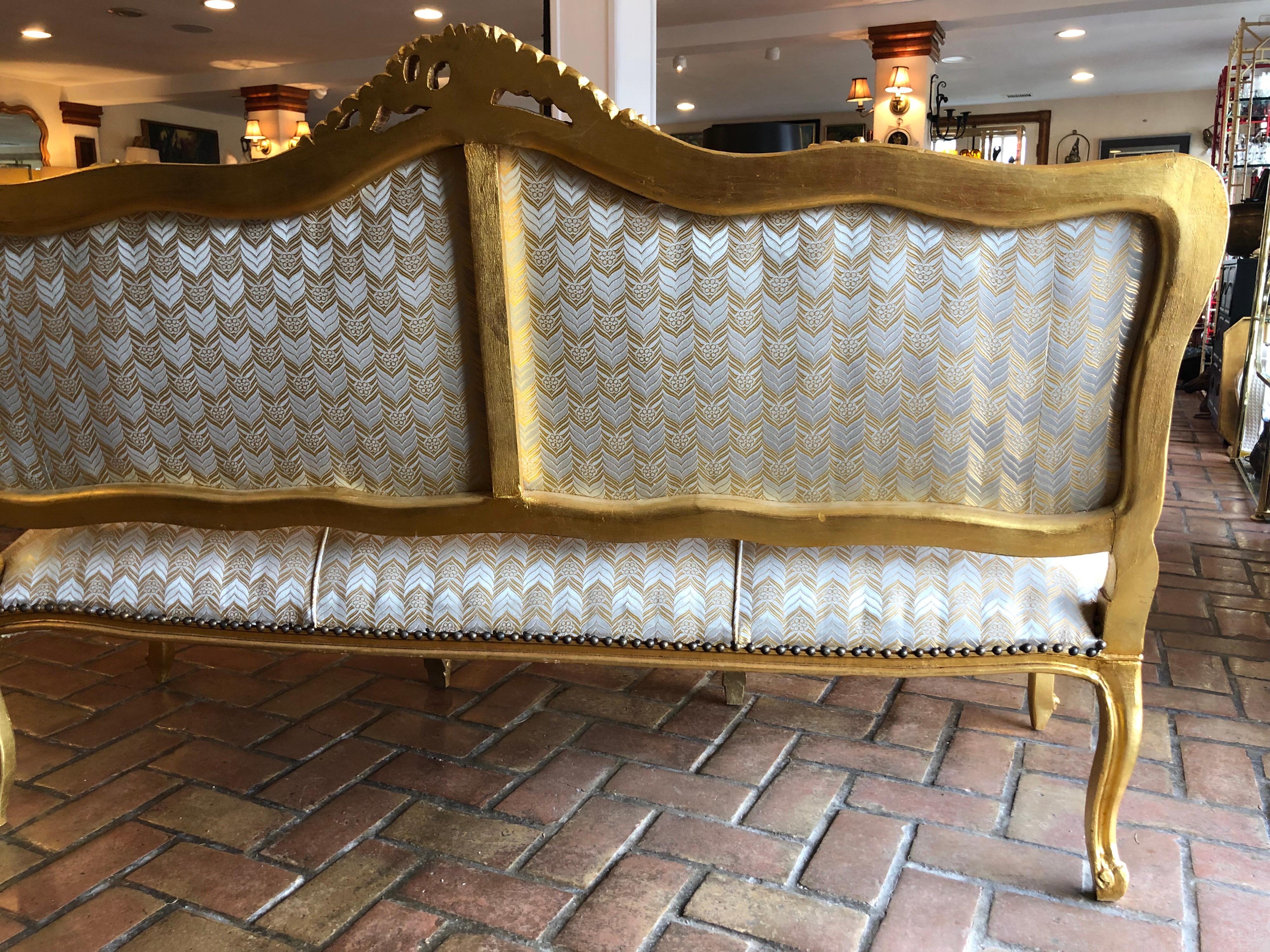 French Gilt Sofa in the Style of Louis XVI 4