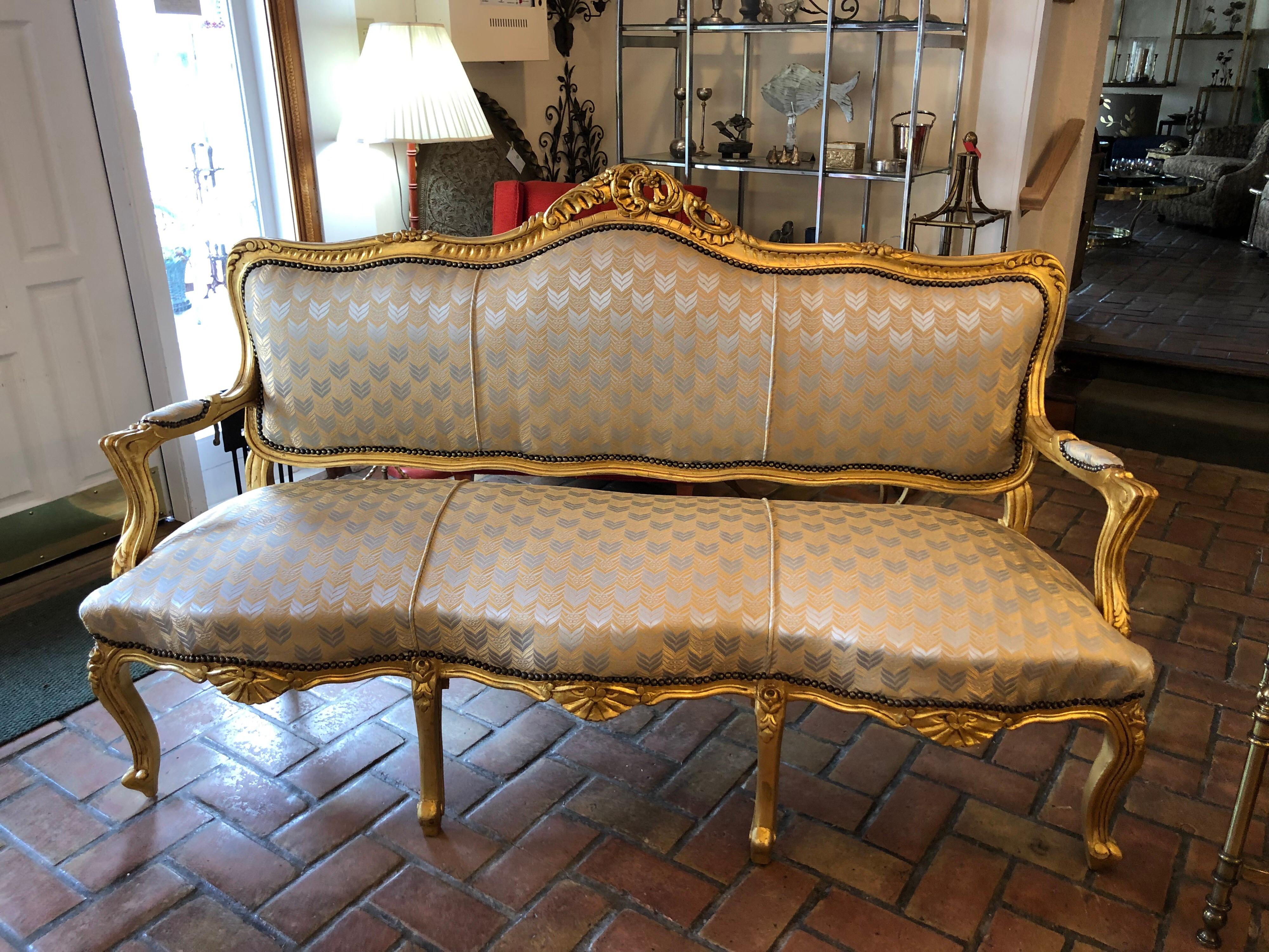 French Gilt Sofa in the Style of Louis XVI 5