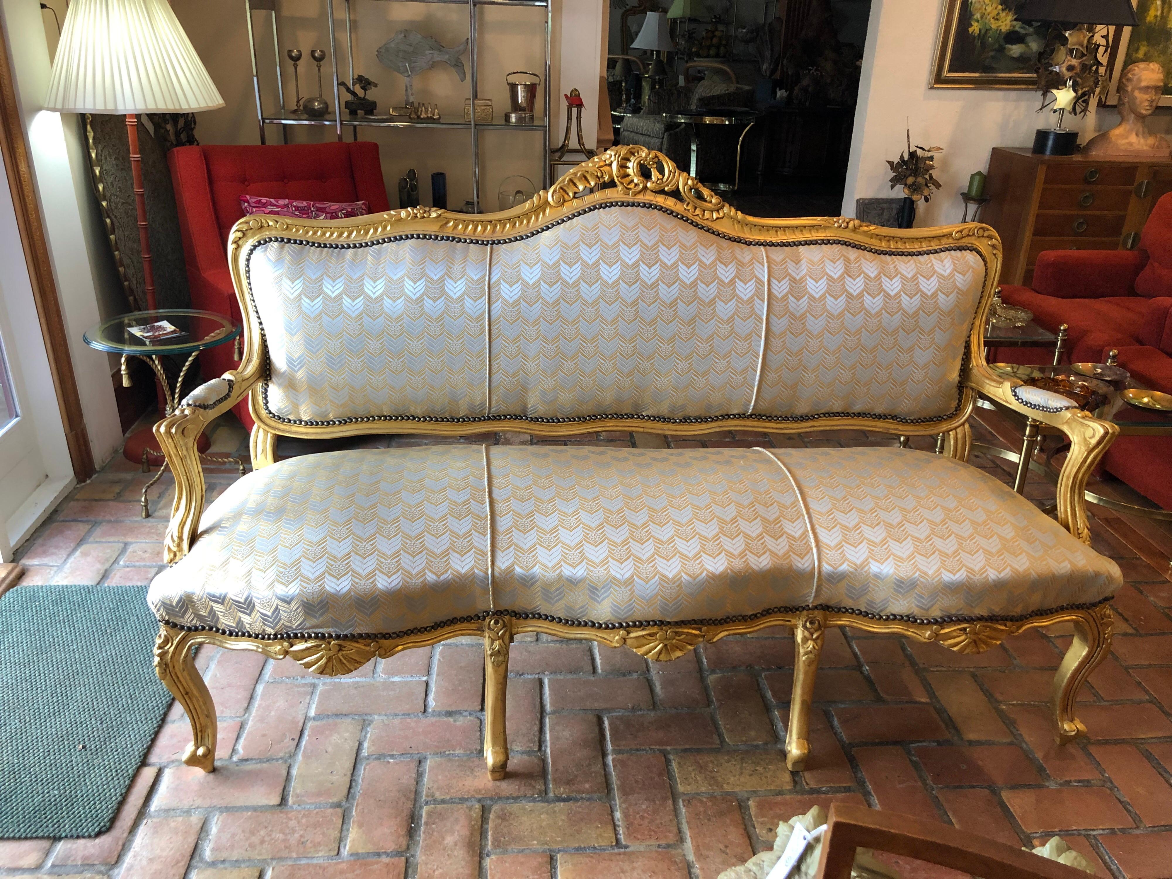 French Gilt Sofa in the Style of Louis XVI 6