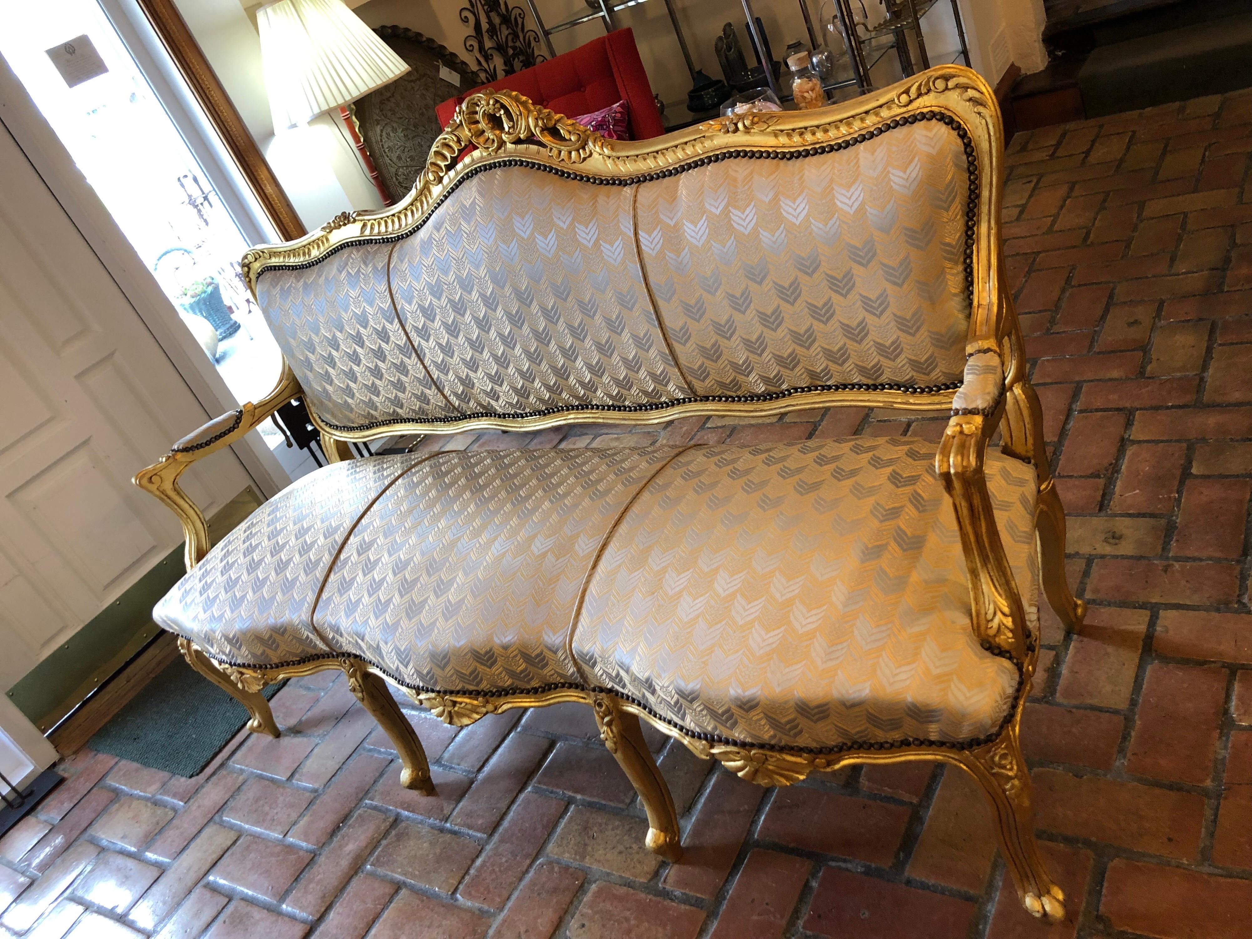French Gilt Sofa in the Style of Louis XVI 7