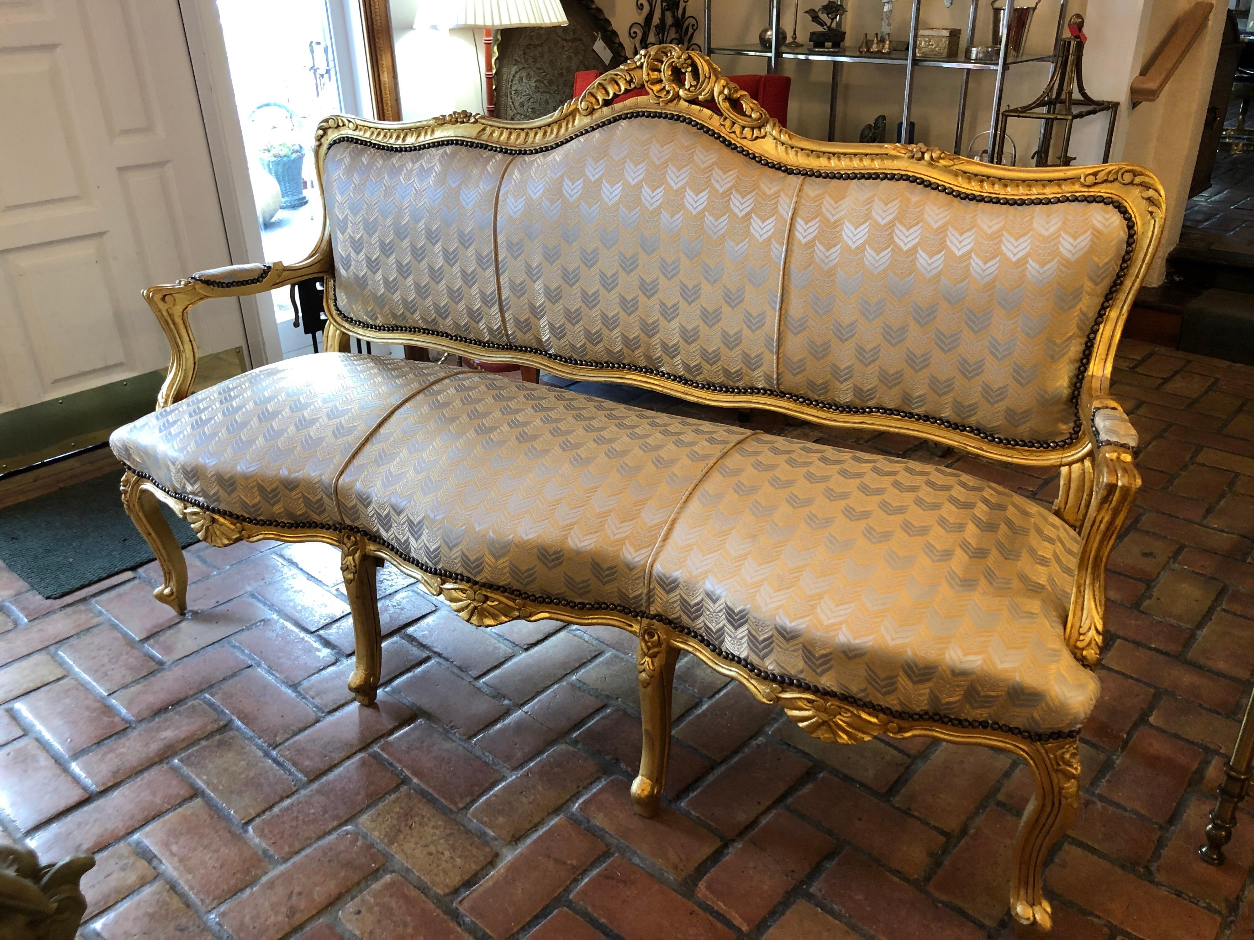 French Gilt Sofa in the Style of Louis XVI 8