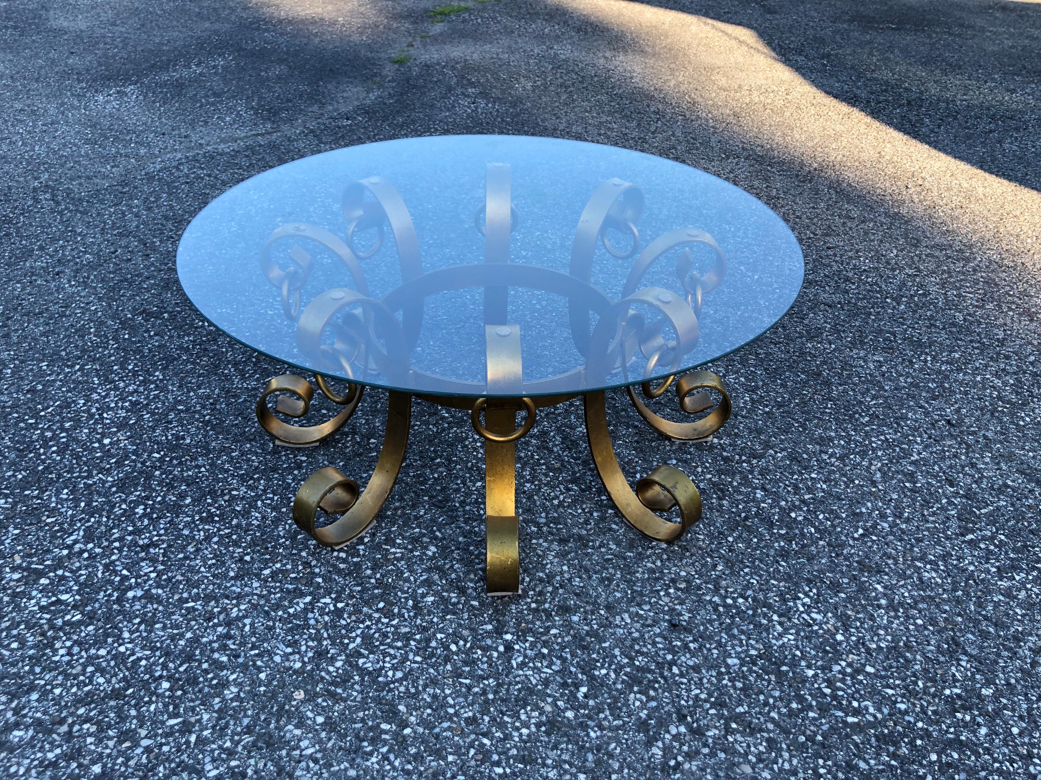 Hollywood Regency Gilt Iron Coffee Table 2