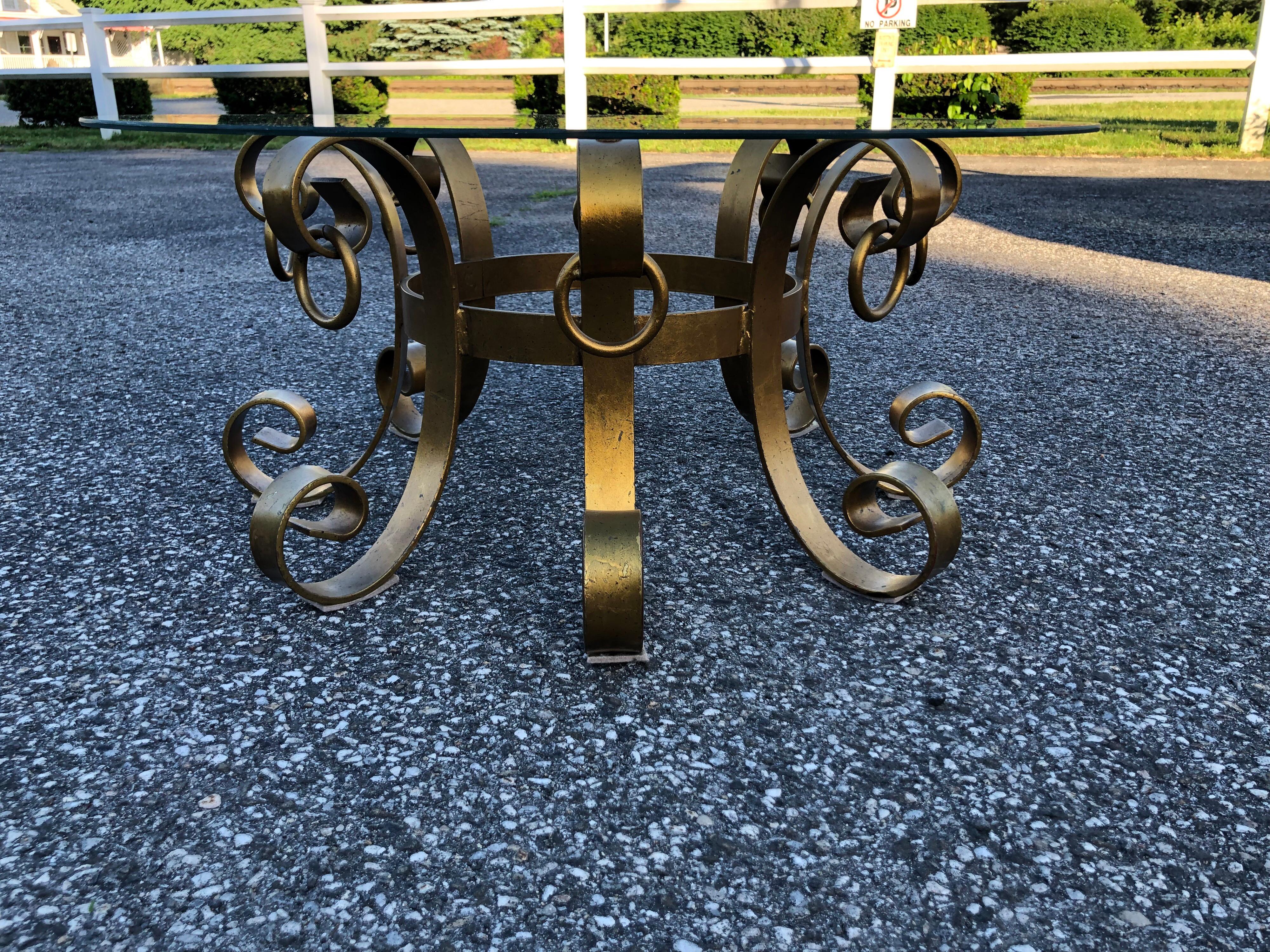 Hollywood Regency Gilt Iron Coffee Table 4