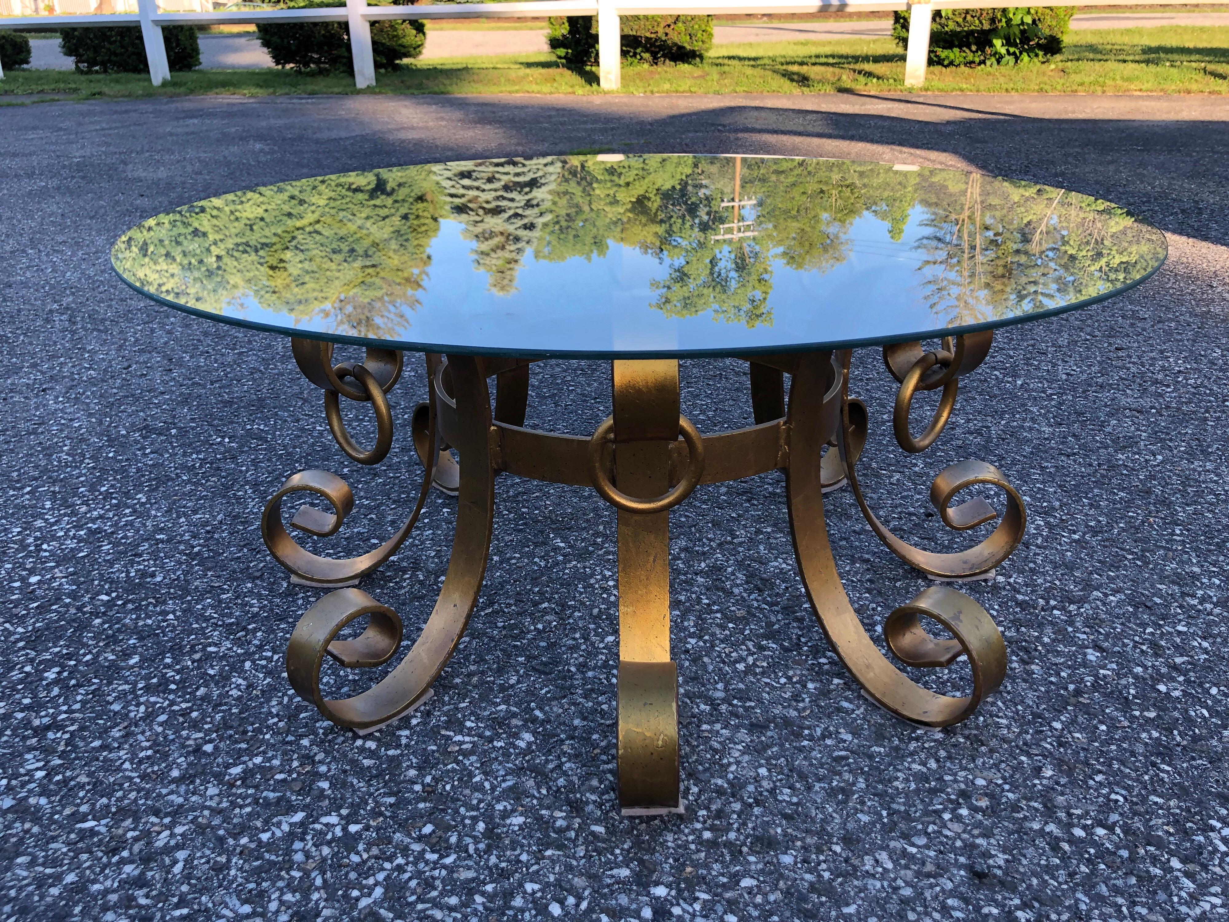 Hollywood Regency Gilt Iron Coffee Table 8