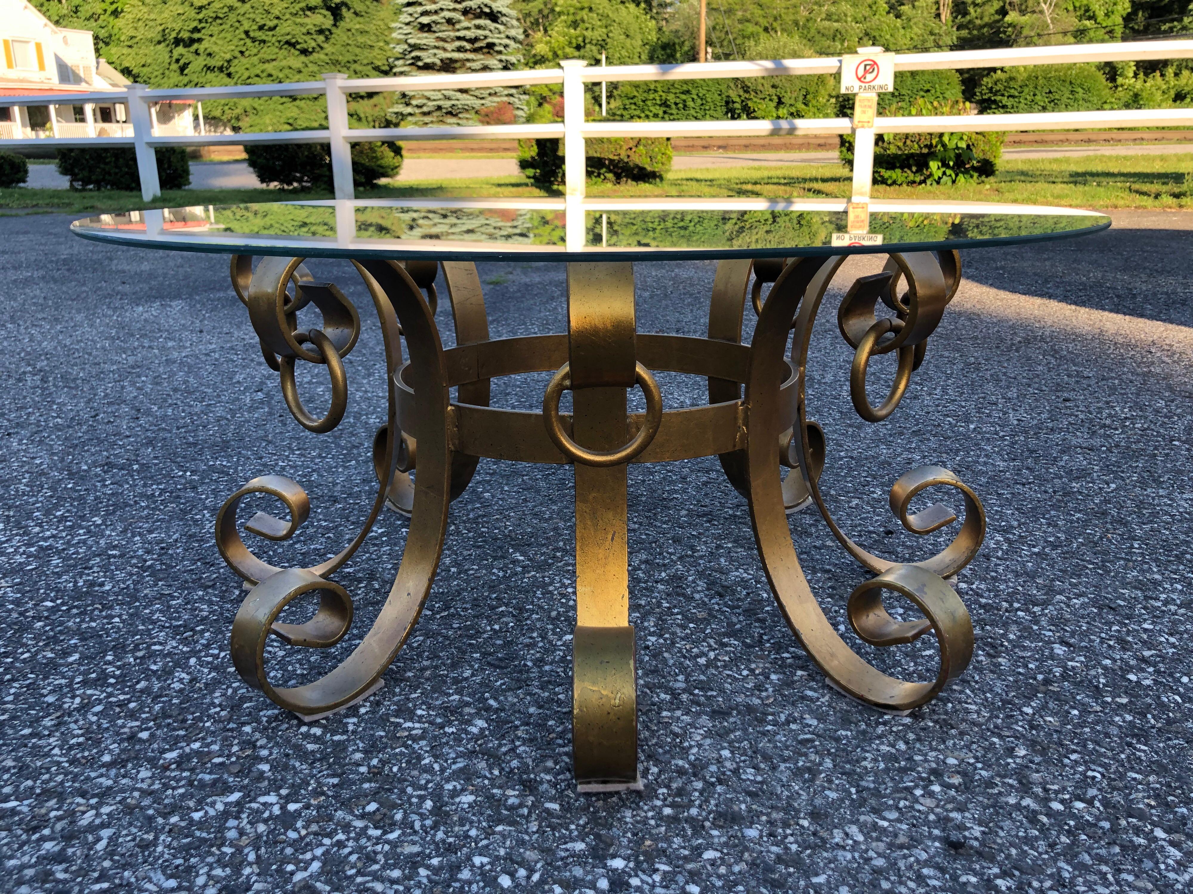 Hollywood Regency Gilt Iron Coffee Table 9