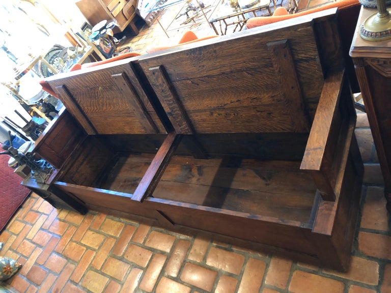 Antique Oak Hall Bench with Cushions and Storage at 1stDibs antique