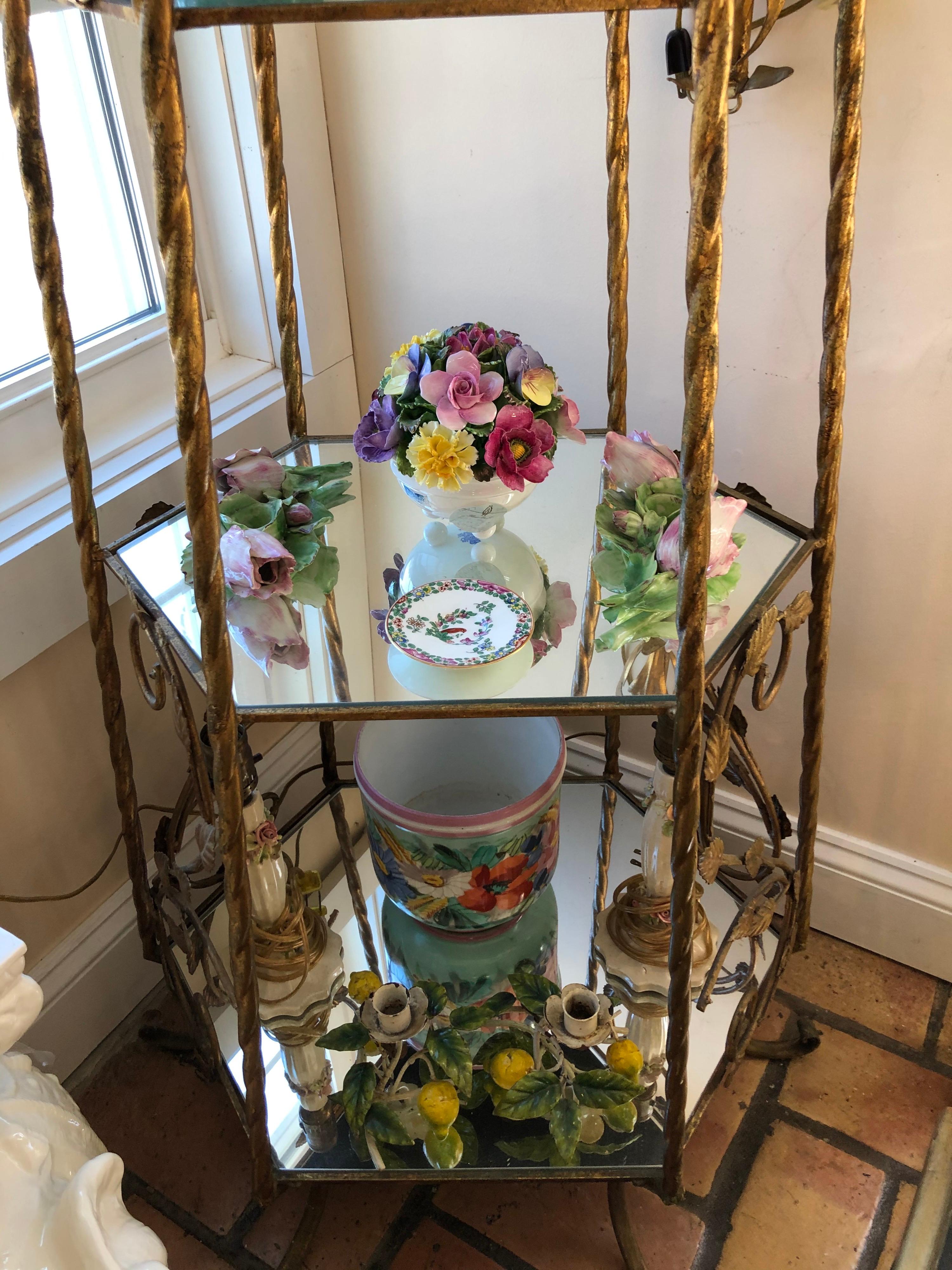 Italianate Gilded Etagere with Mirrored Shelves 9
