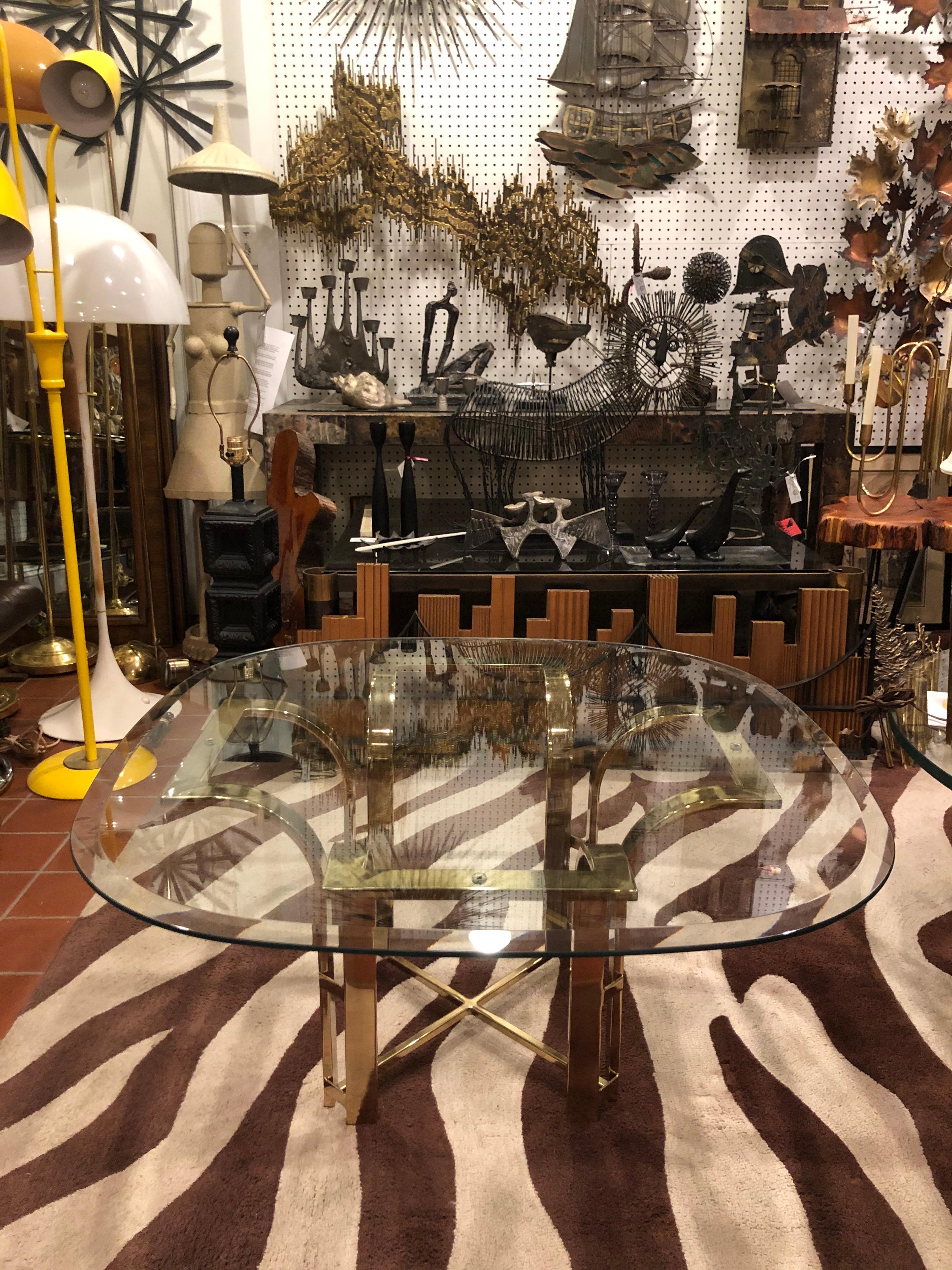 Hollywood Regency Brass and Glass Coffee Table 5