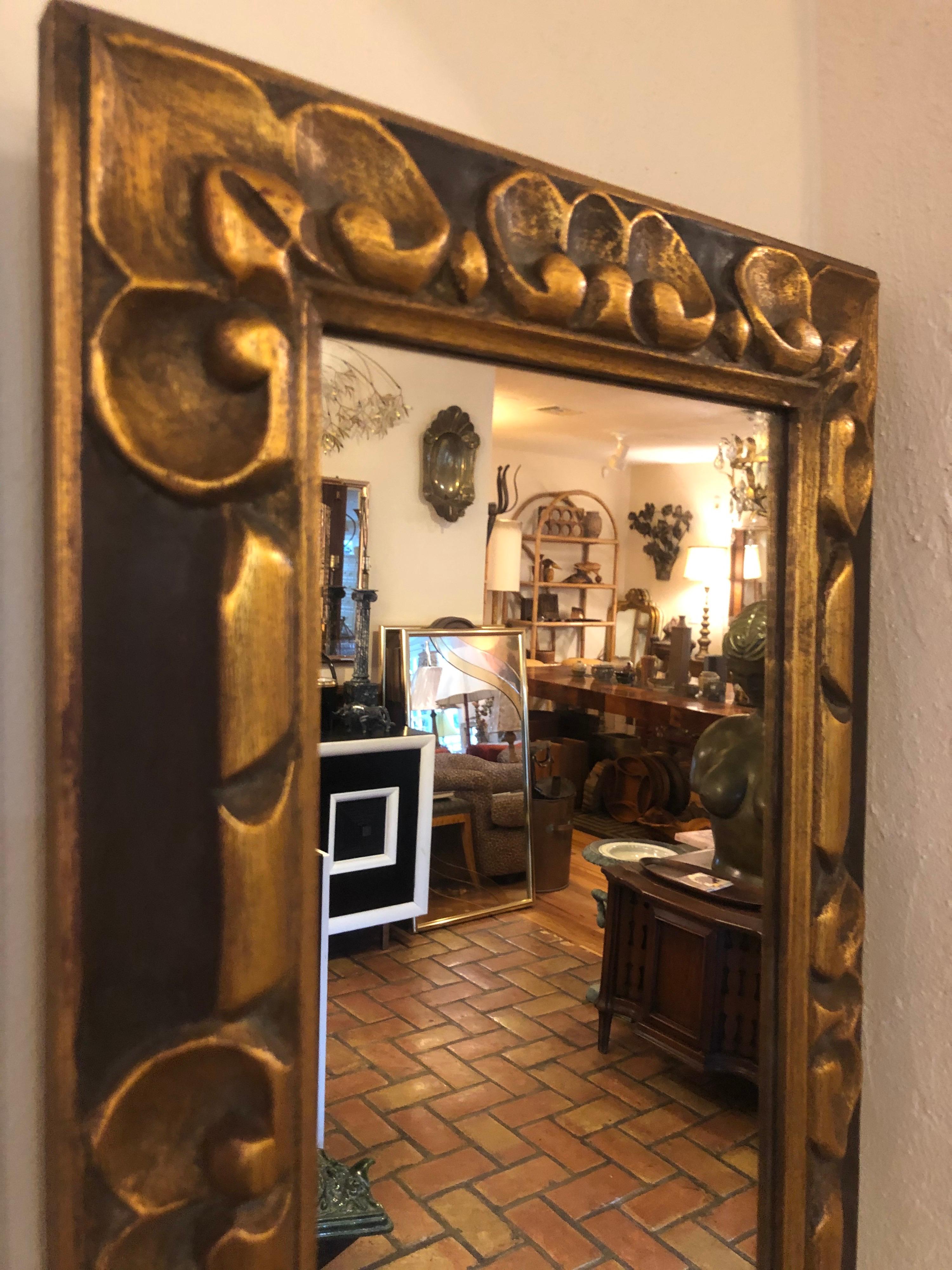 Hand Carved Gilt Wooden Mirror 5