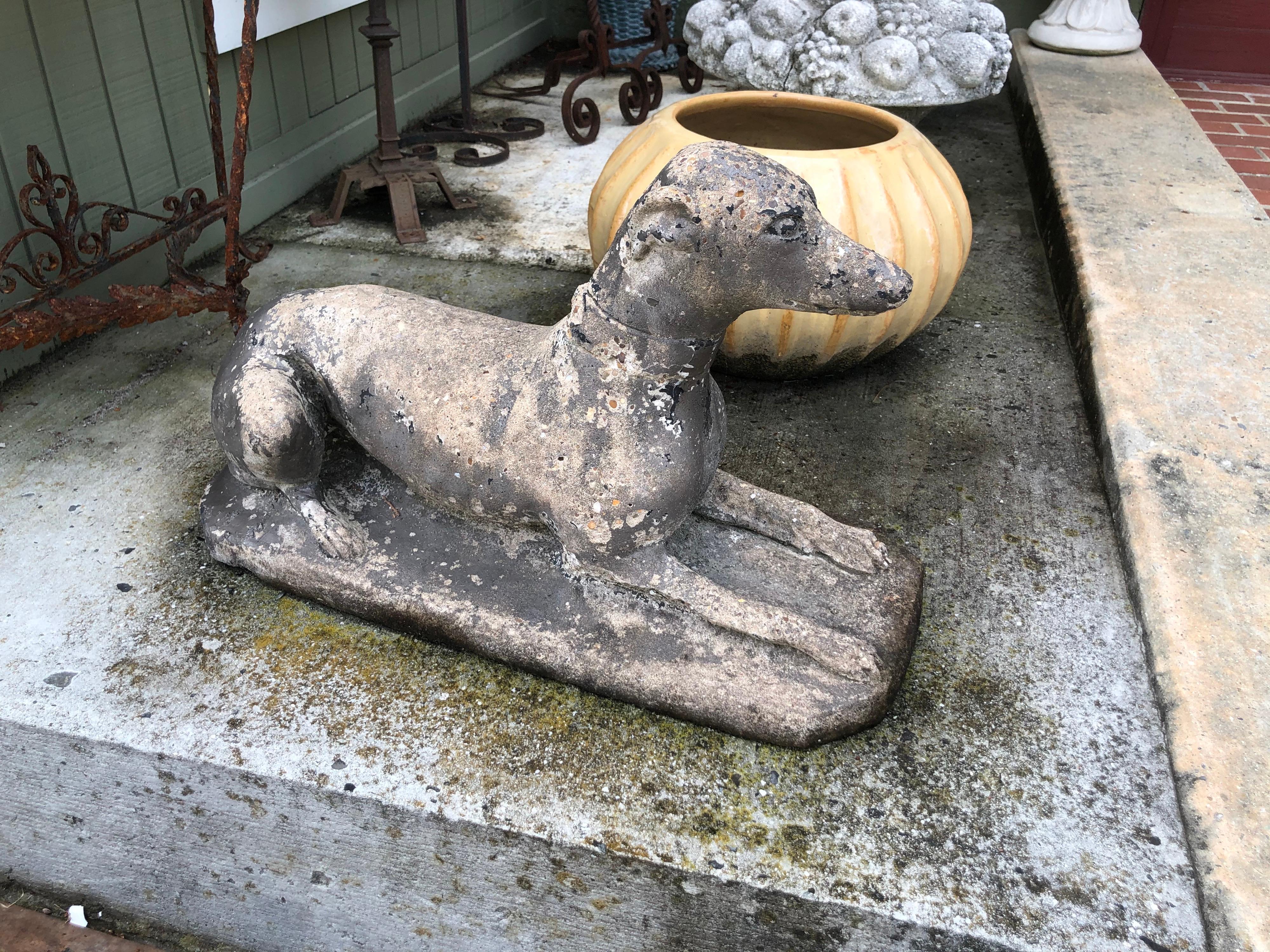 Antique Garden Statue of a Dog or whippet 9