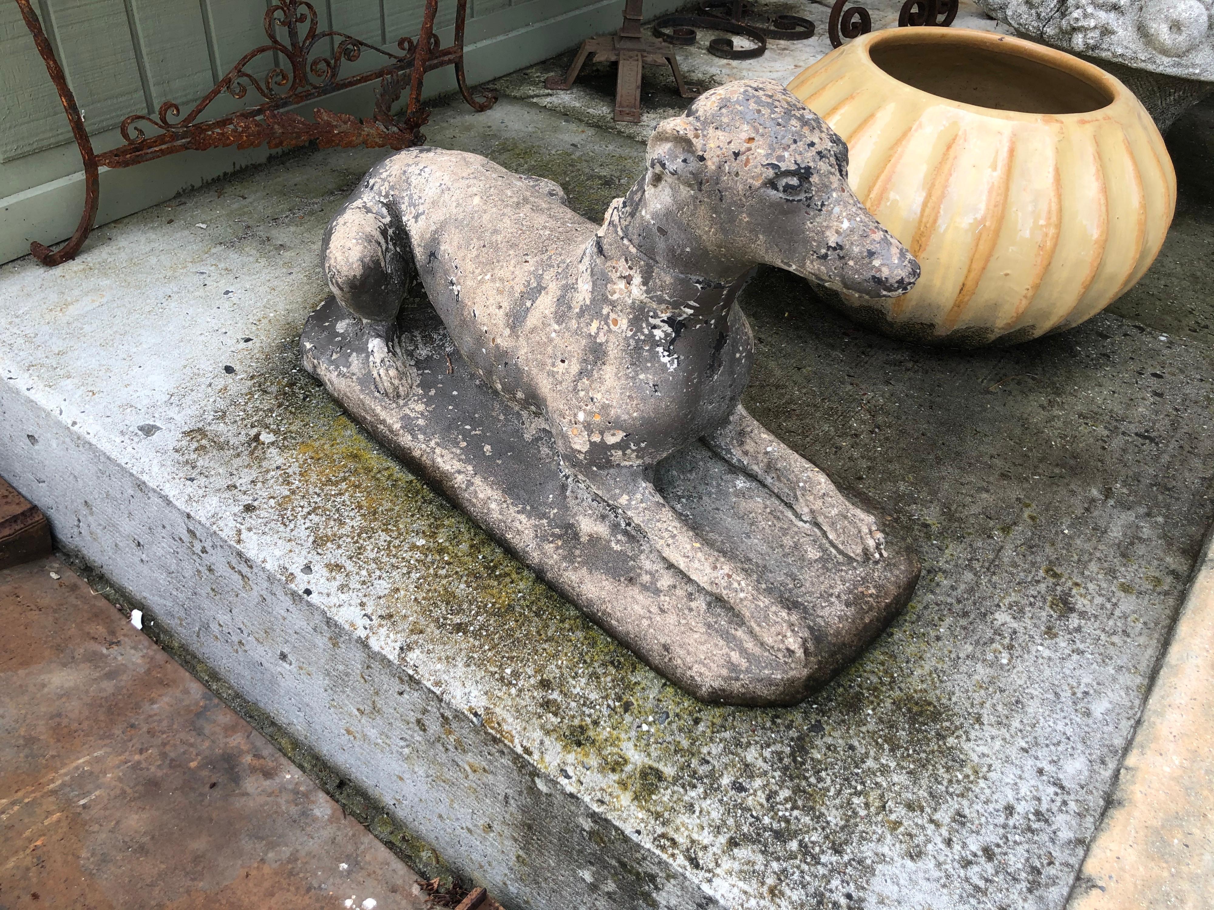 Antique Garden Statue of a Dog or whippet 8
