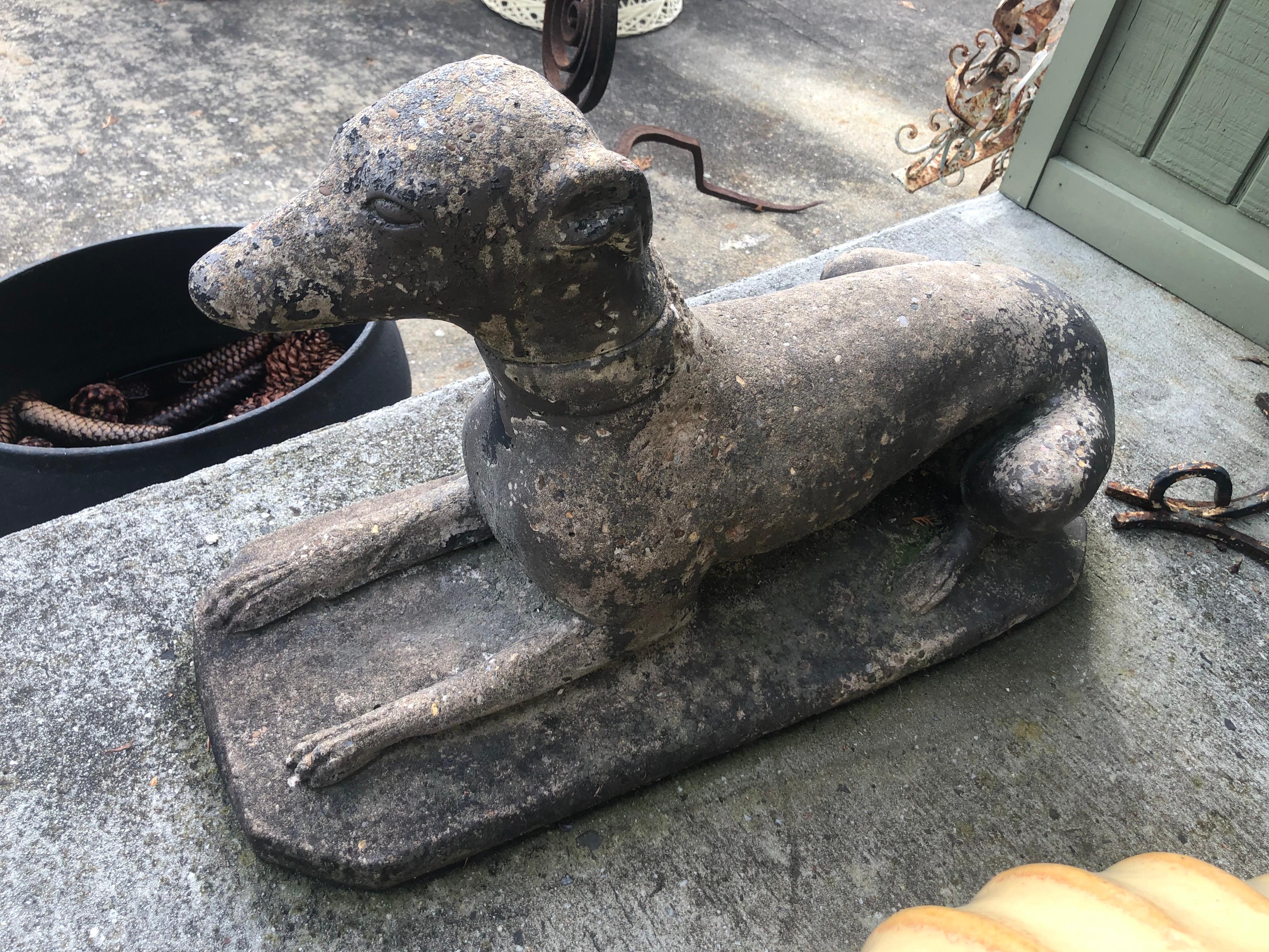 Antique Garden Statue of a Dog or whippet 11