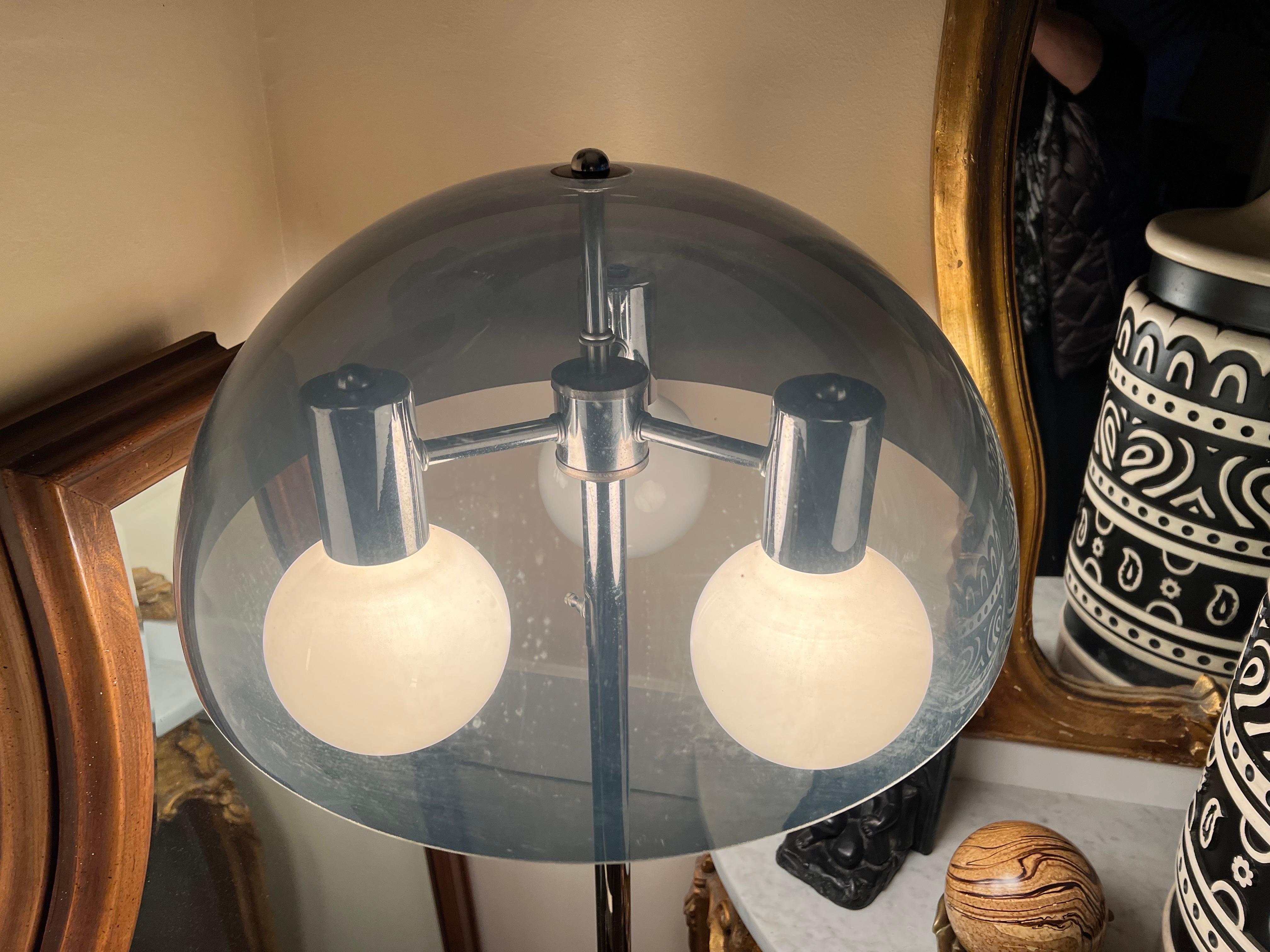 Mid-20th Century Smoked Lucite Mushroom Floor Lamp For Sale