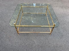 Faux Bamboo Glass and Gilt Metal Coffee Table