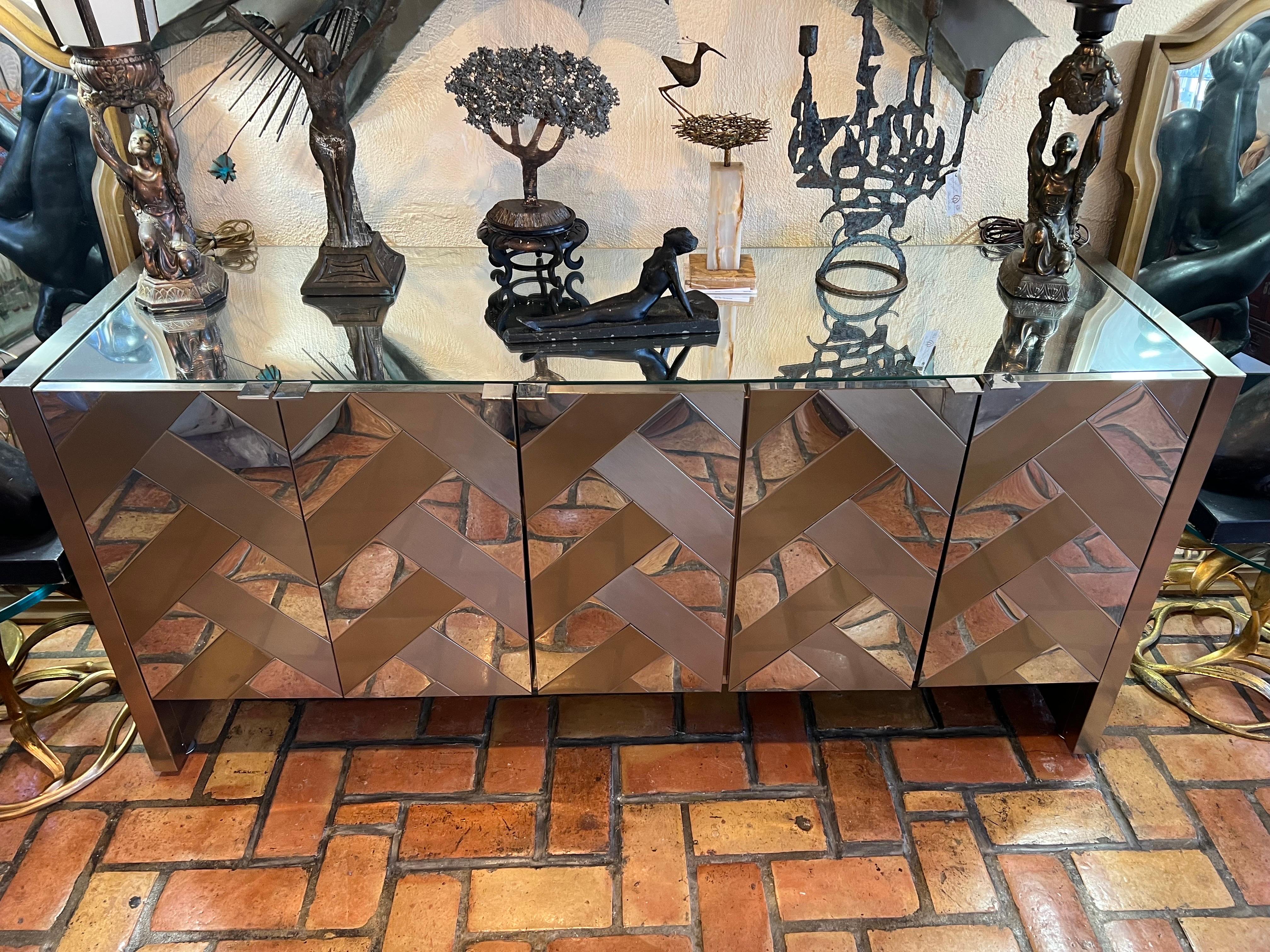 Metal Paul Evans Style Cityscape Credenza