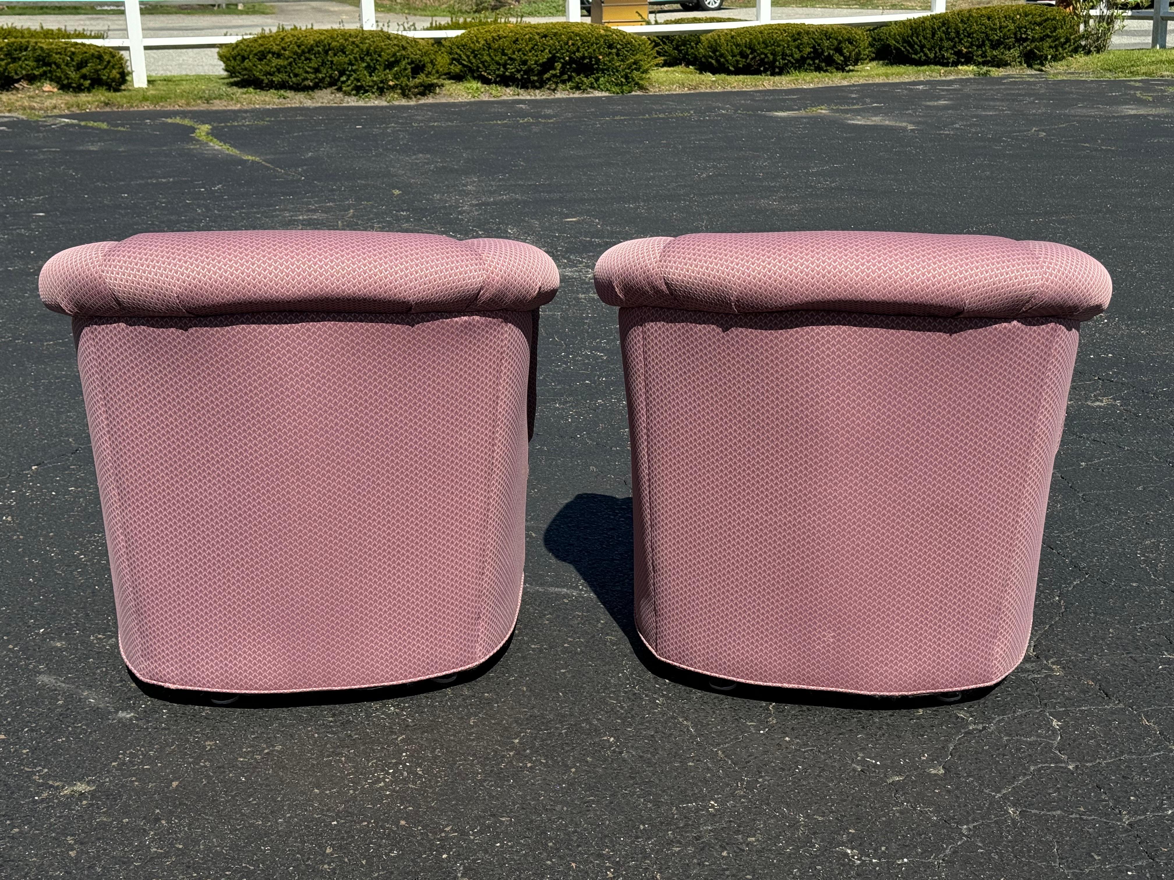 Pair of 1980's Mauve Swivel Chairs 4