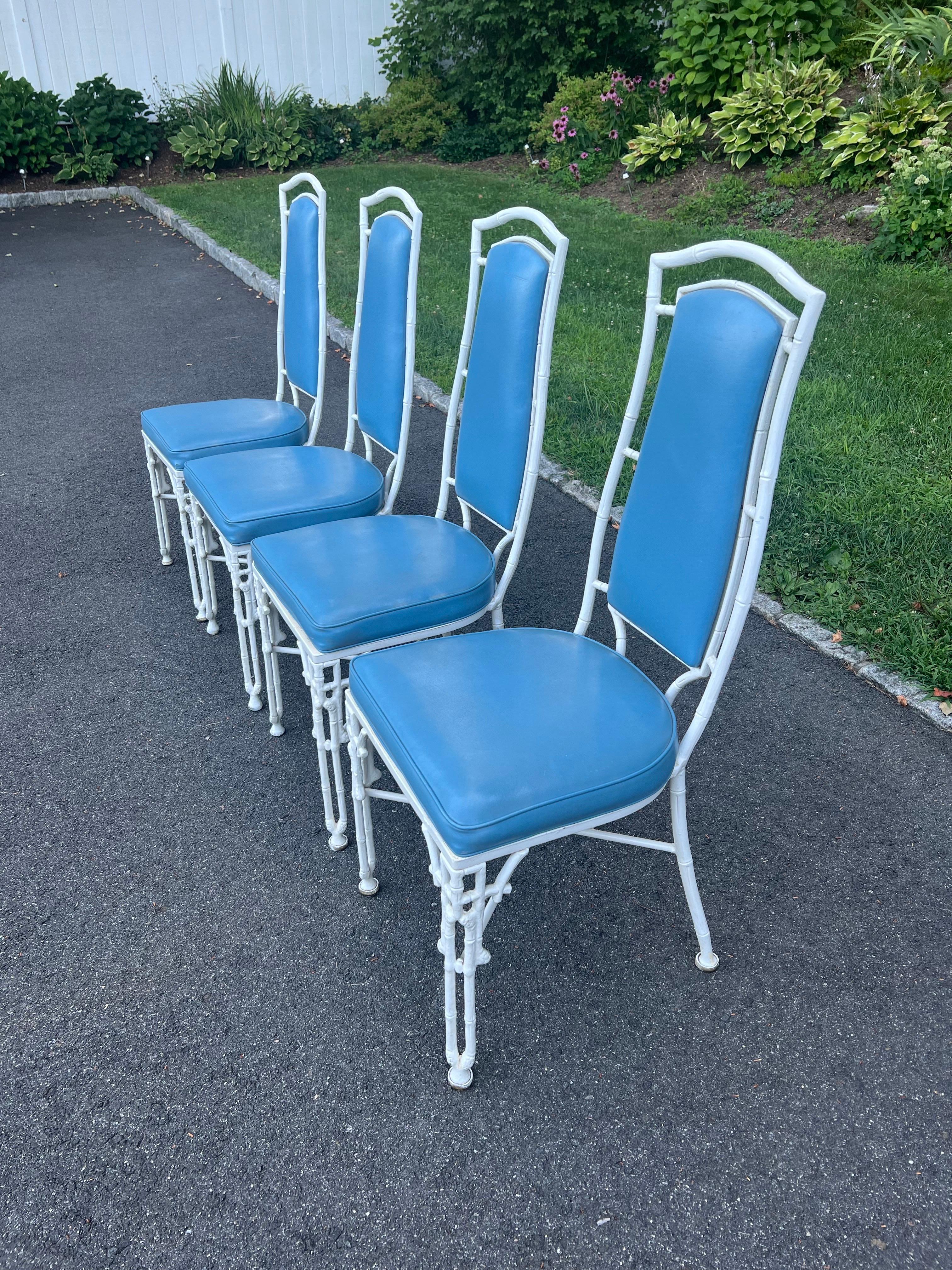 Chinese Chippendale Bamboo Patio Set by Kessler For Sale 8