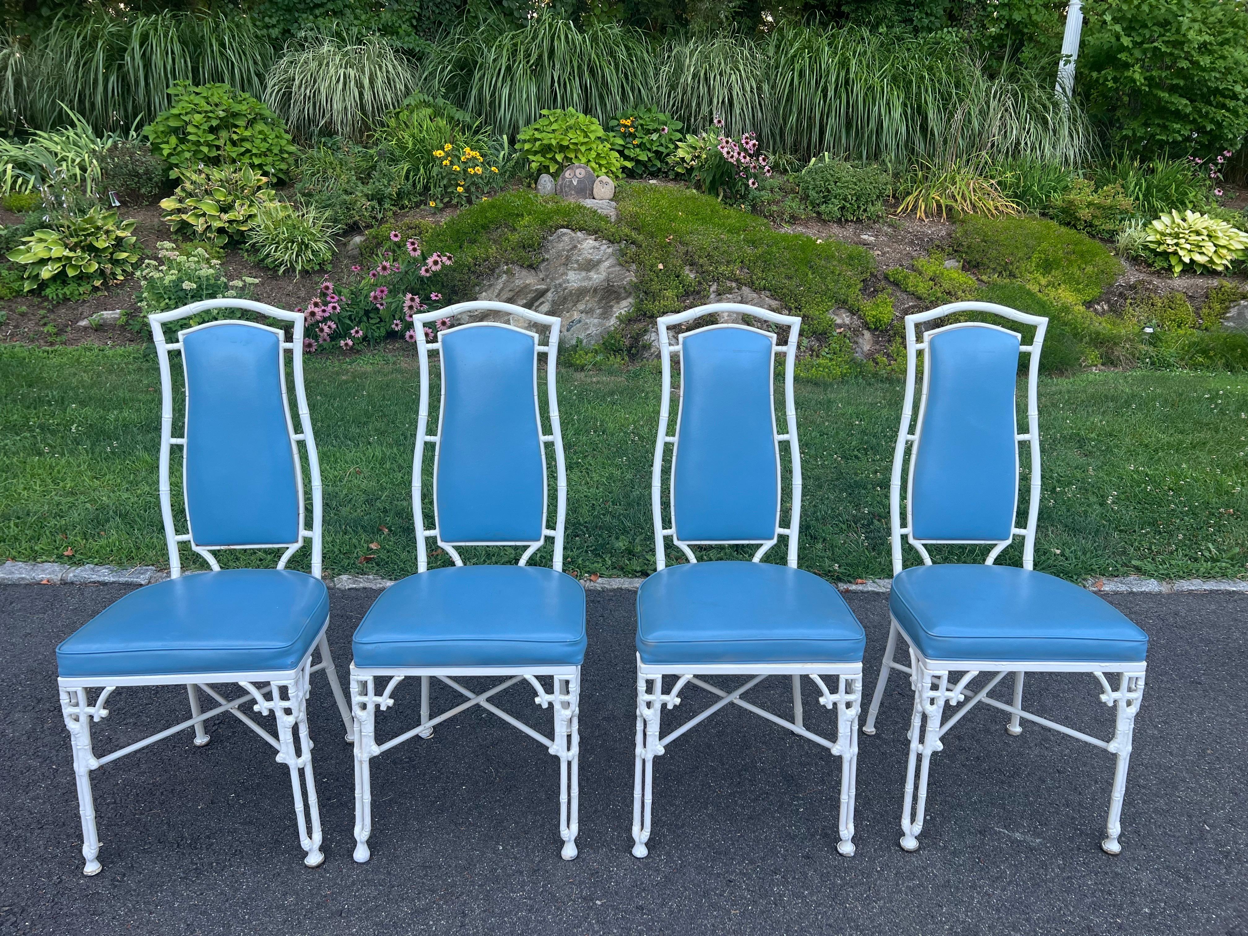 Chinese Chippendale Bamboo Patio Set by Kessler For Sale 10
