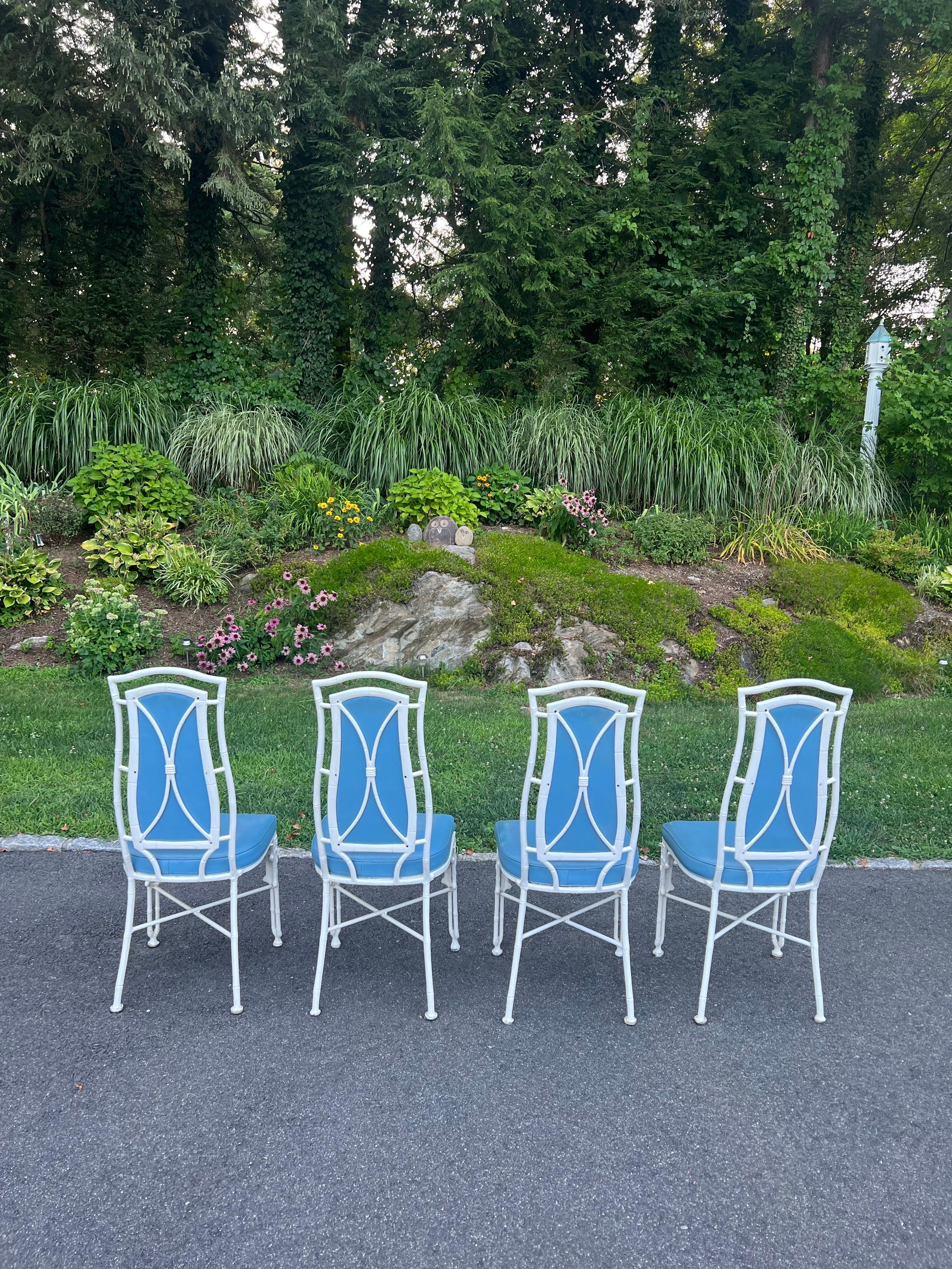 Chinese Chippendale Bamboo Patio Set by Kessler For Sale 11