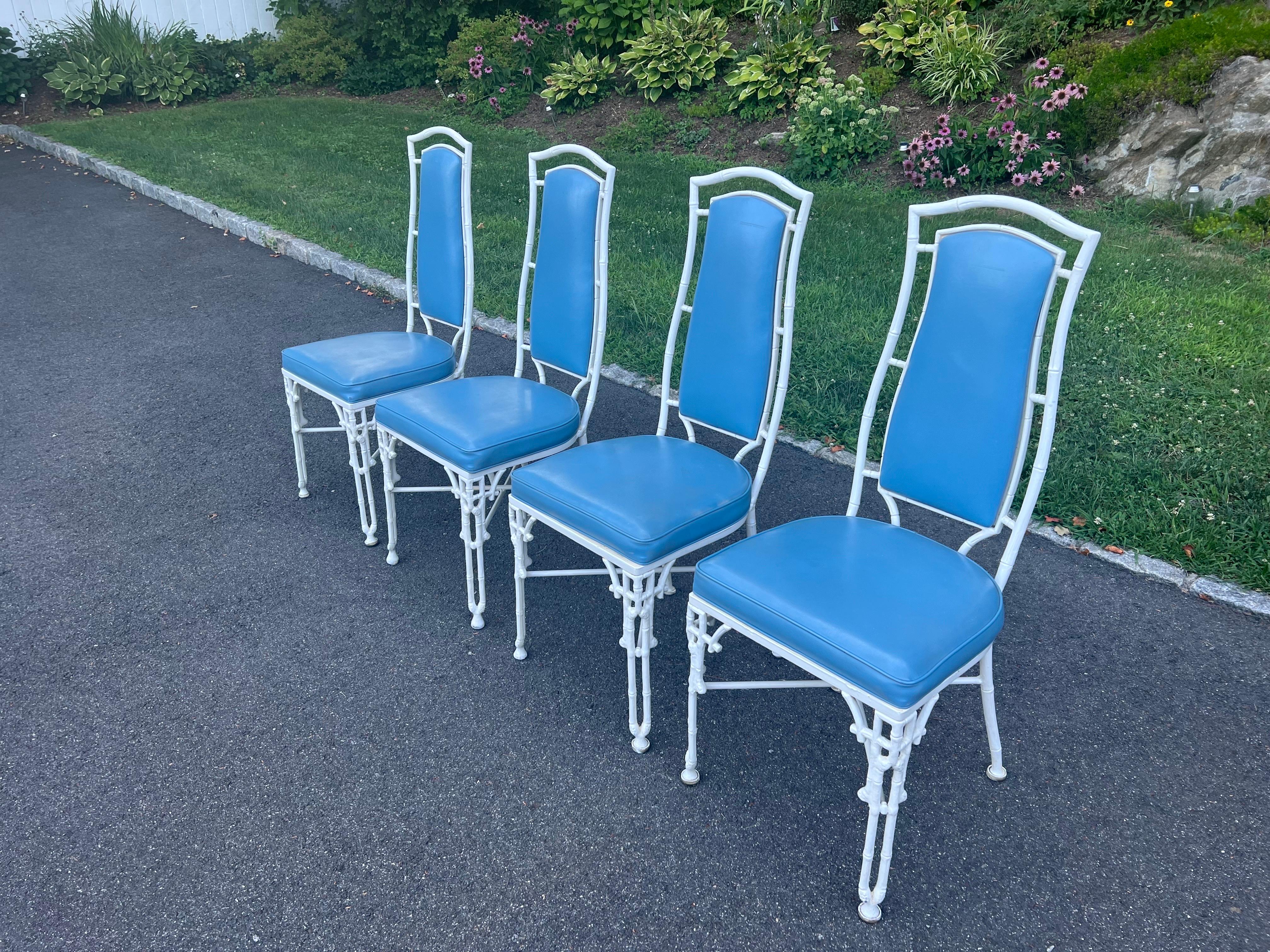 Chinese Chippendale Bamboo Patio Set by Kessler For Sale 14
