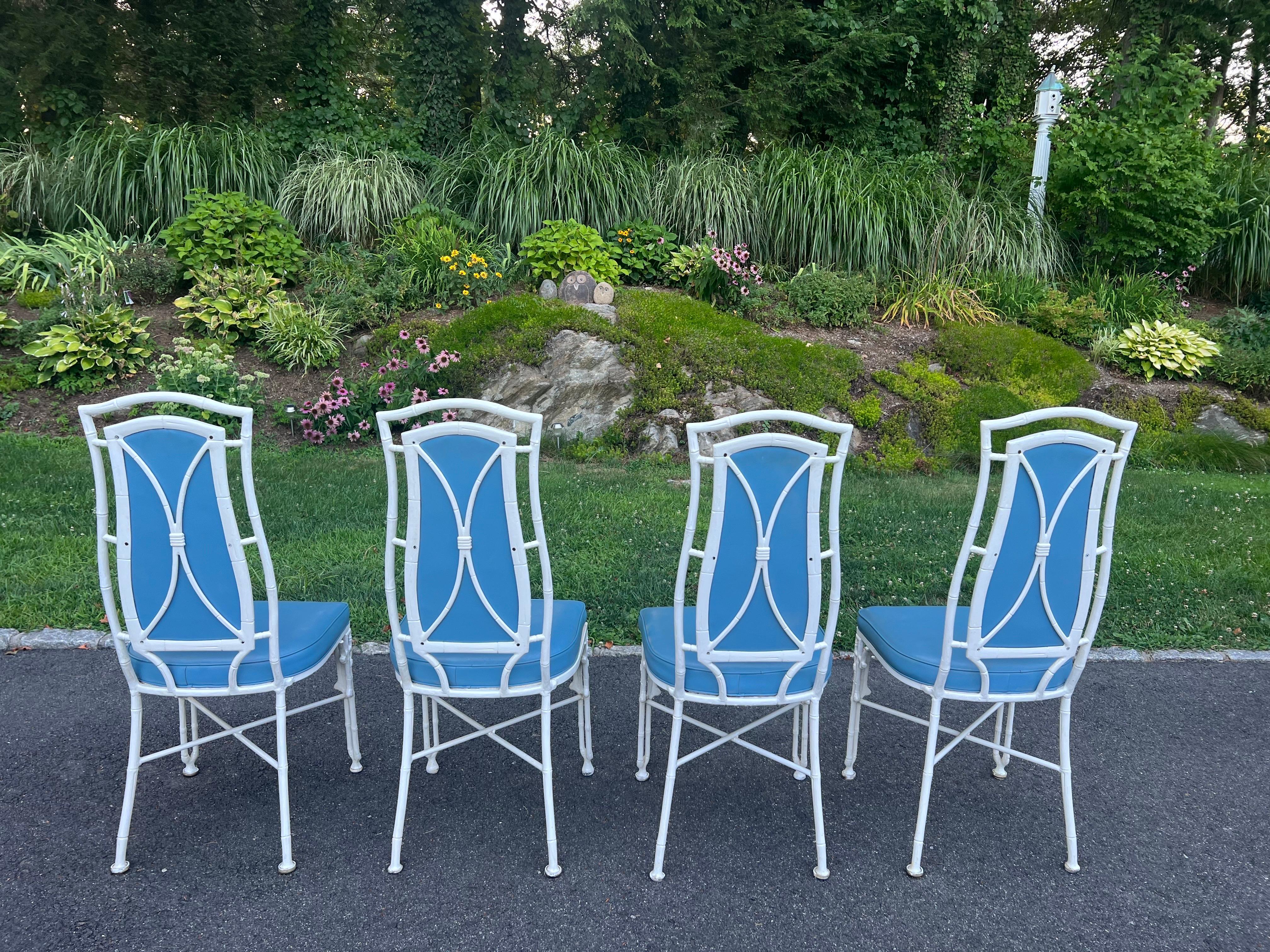Chinese Chippendale Bamboo Patio Set by Kessler For Sale 15