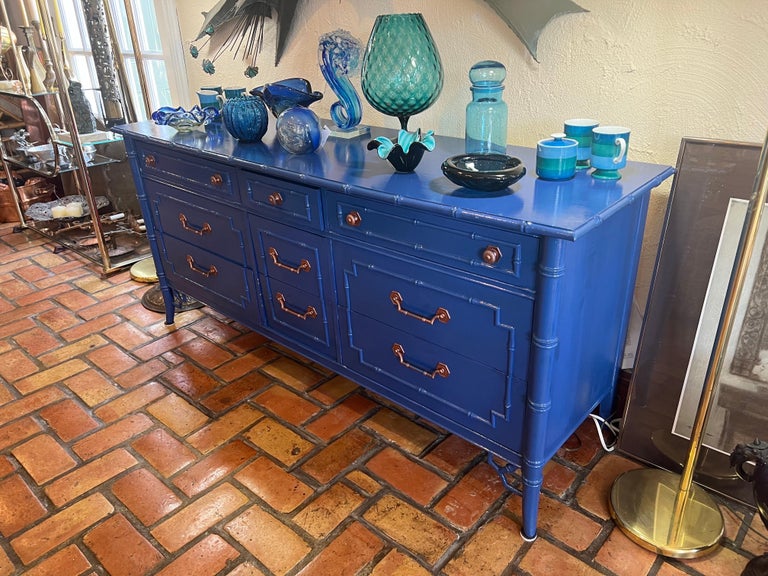 Thomasville Allegro Chinoiserie Faux Bamboo Dresser in Blue at 1stDibs |  blue bamboo dresser, thomasville allegro dresser