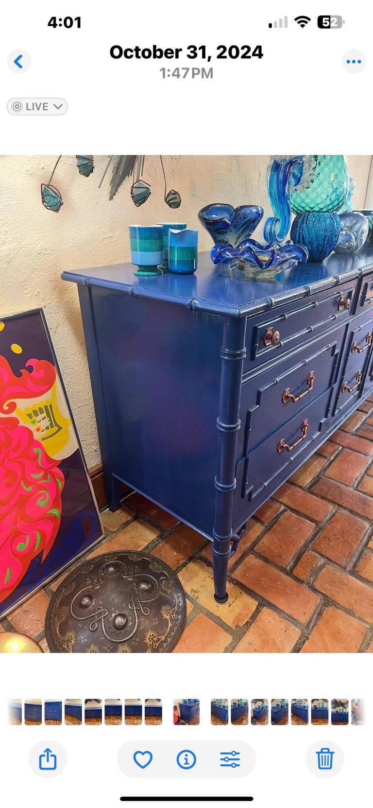 blue bamboo dresser Faux Bamboo nightstands lacquered blue main image 1
