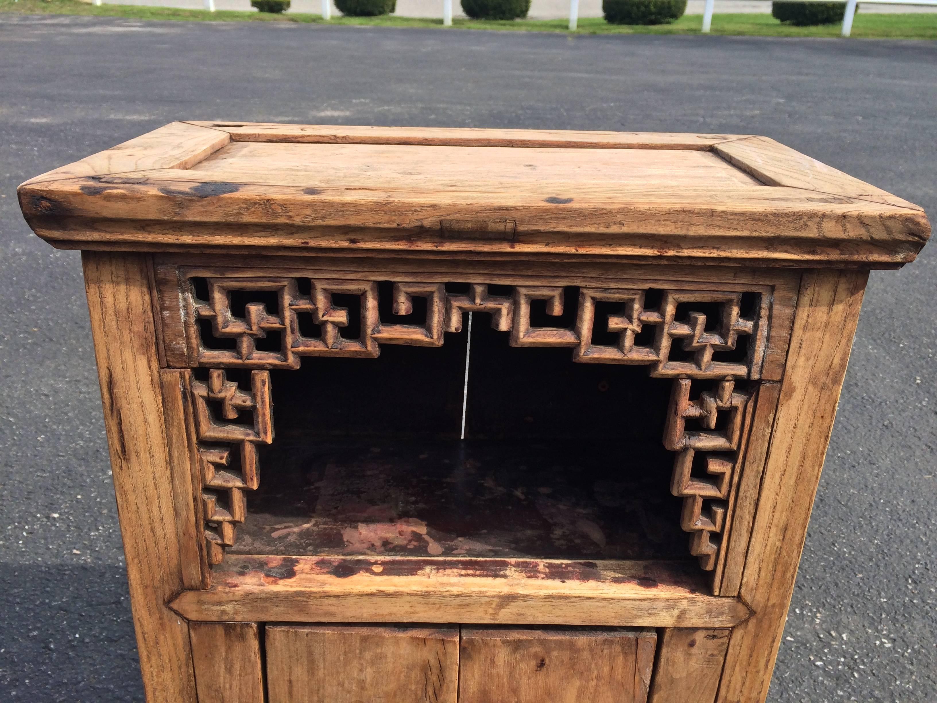 Brass Asian Cabinet with Fretwork