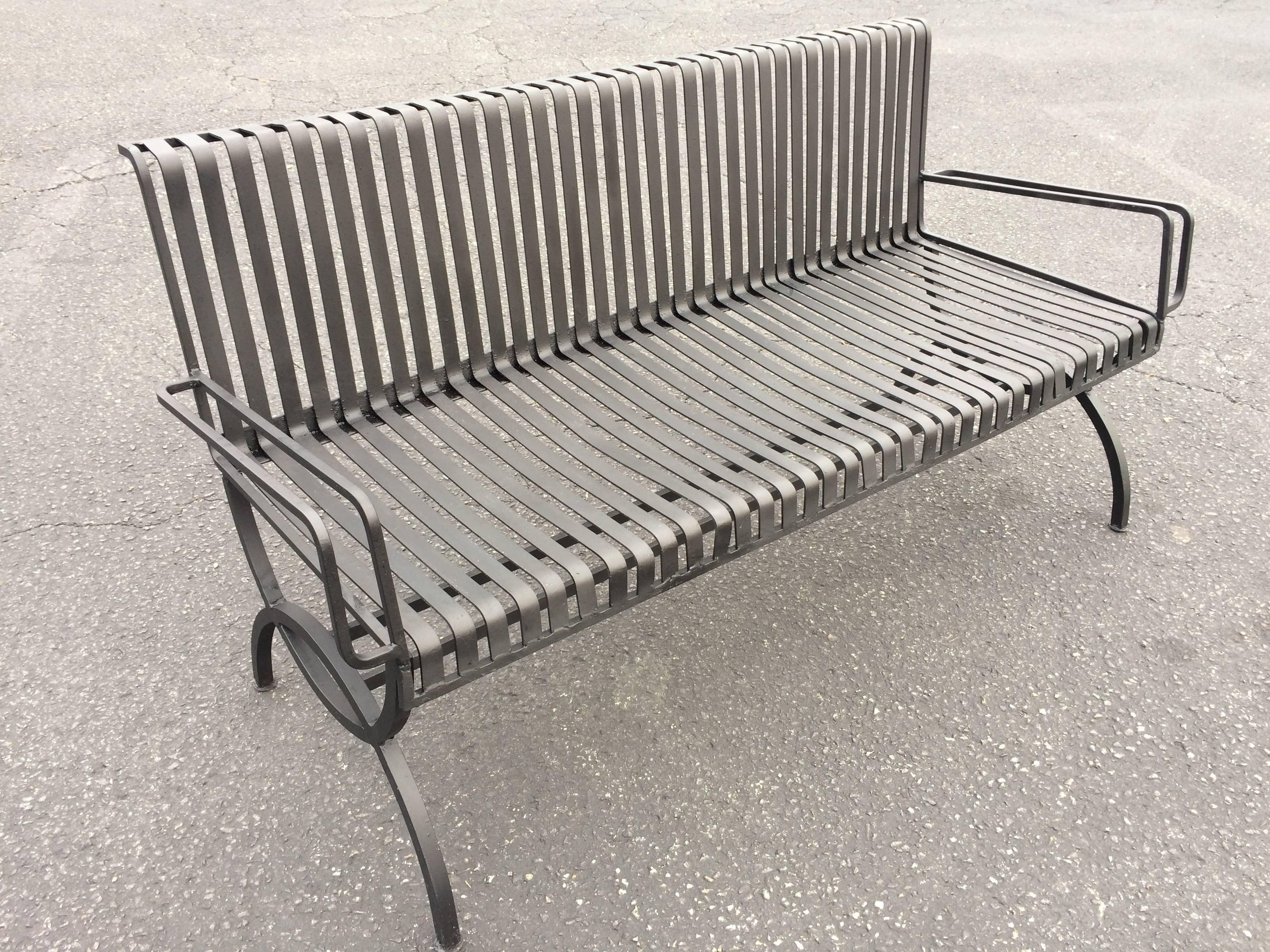 American Rare Handmade Mid-Century Steel Bench